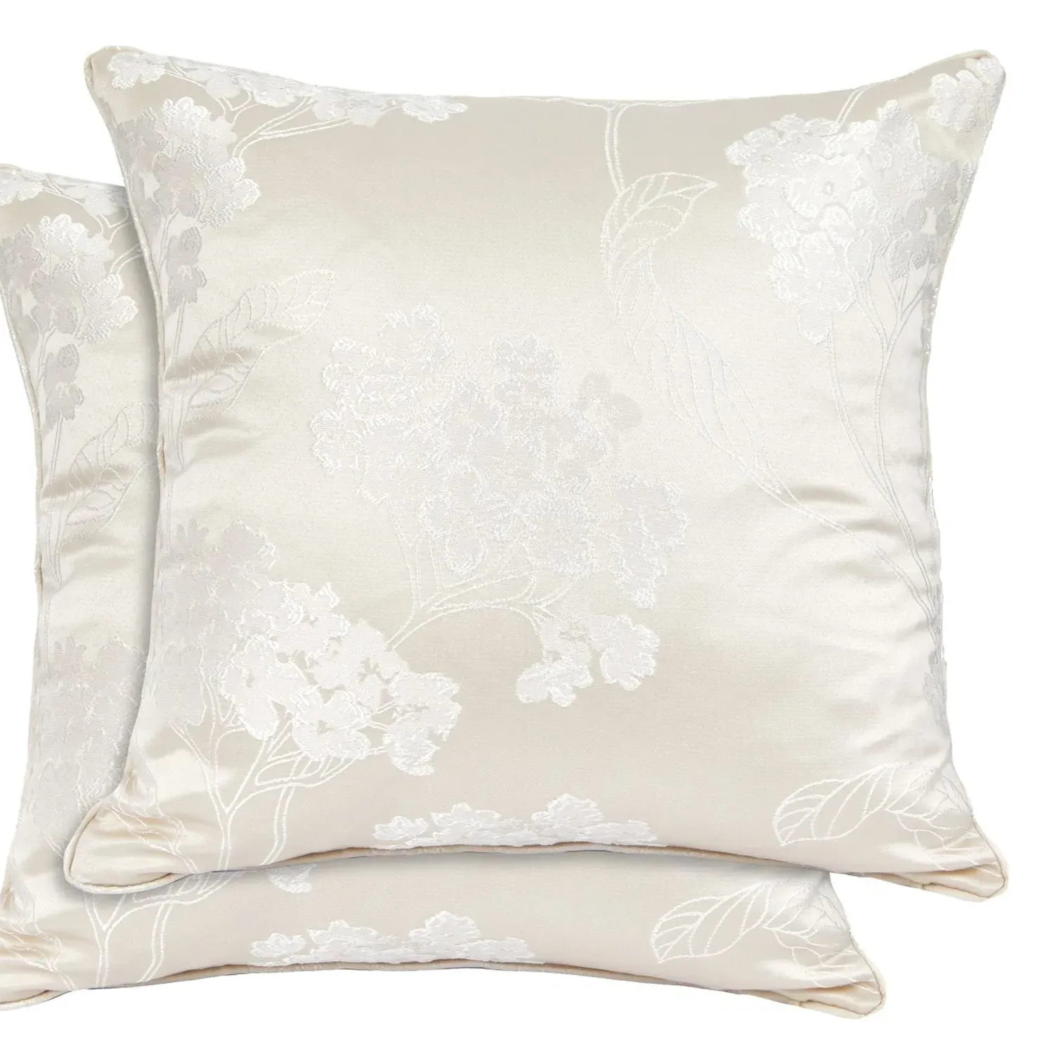 Pair Cushion Covers Blossom - Cream, Jacquard