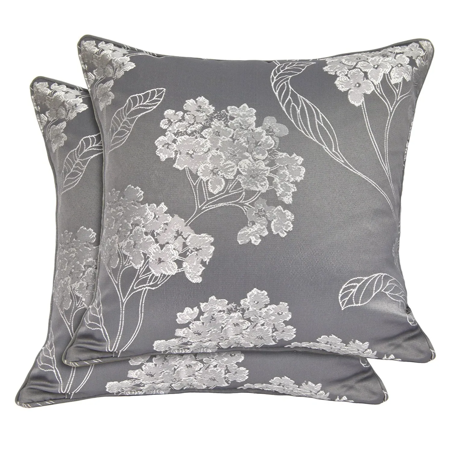 Pair Cushion Covers Blossom - Silver, Jacquard
