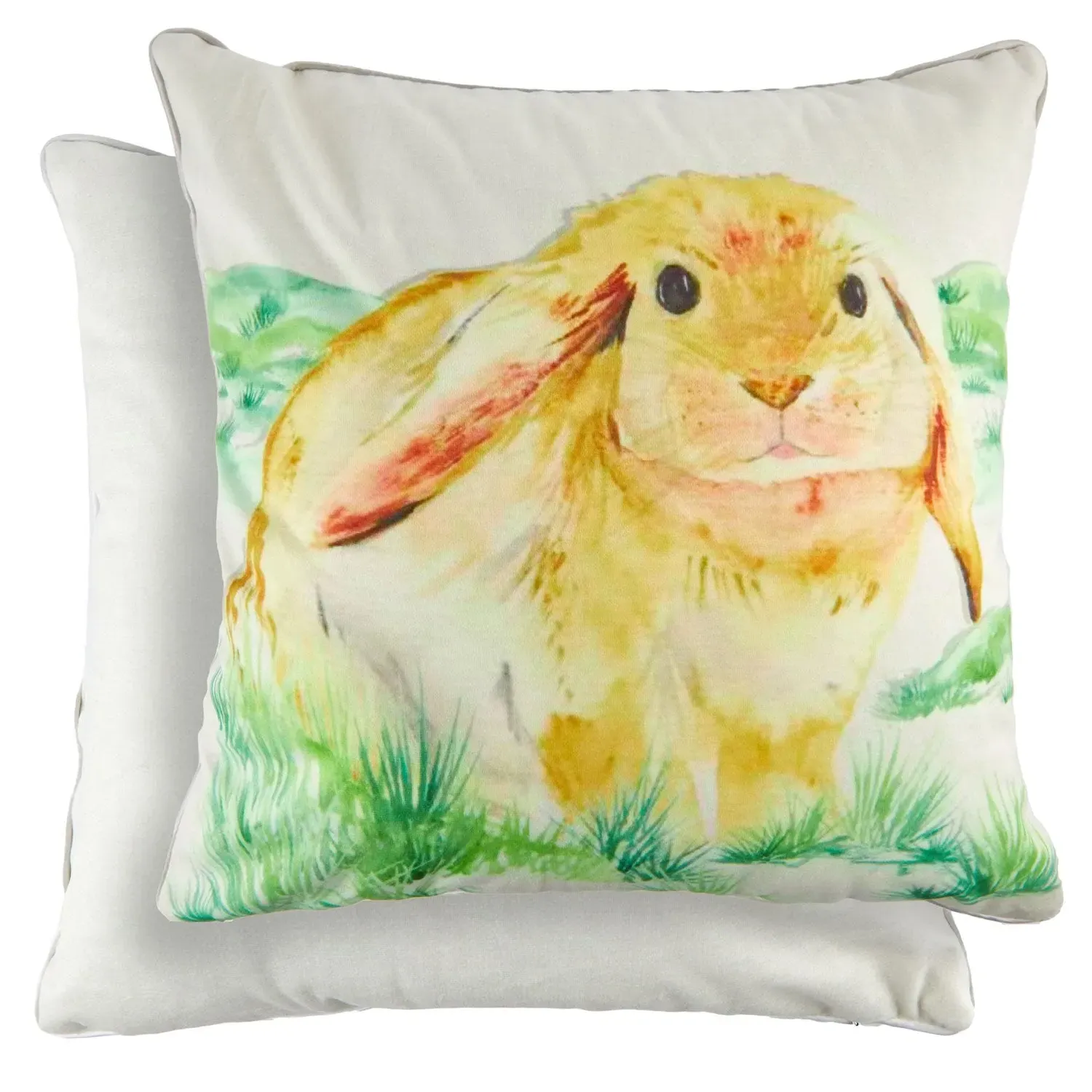 Pair Cushion Covers Bunny Print - Multi, Velvet