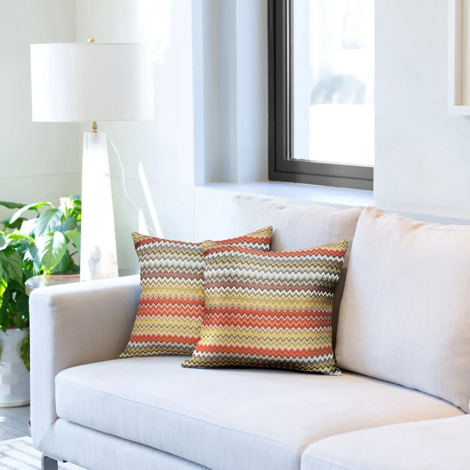 Pair Cushion Covers Geometric - Terracotta, Jacquard