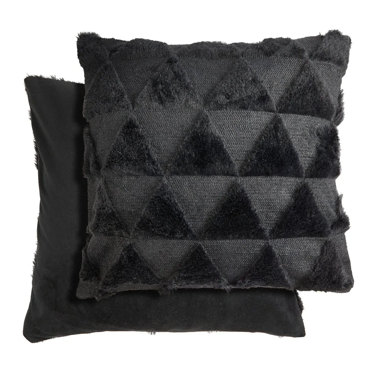 Pair Cushion Covers Geometric Tufted - Black, Polyester