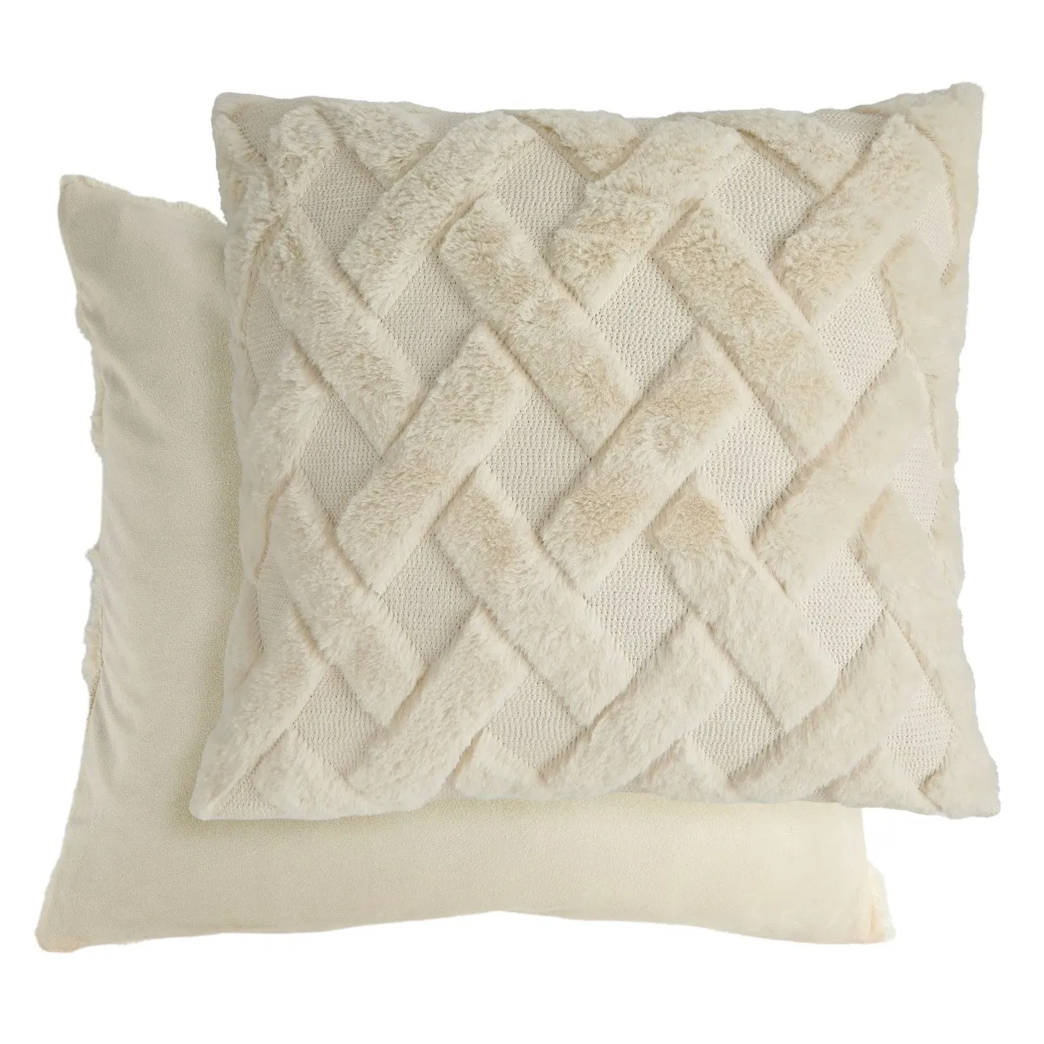 Pair Cushion Covers Geometric Tufted - Cream, Polyester