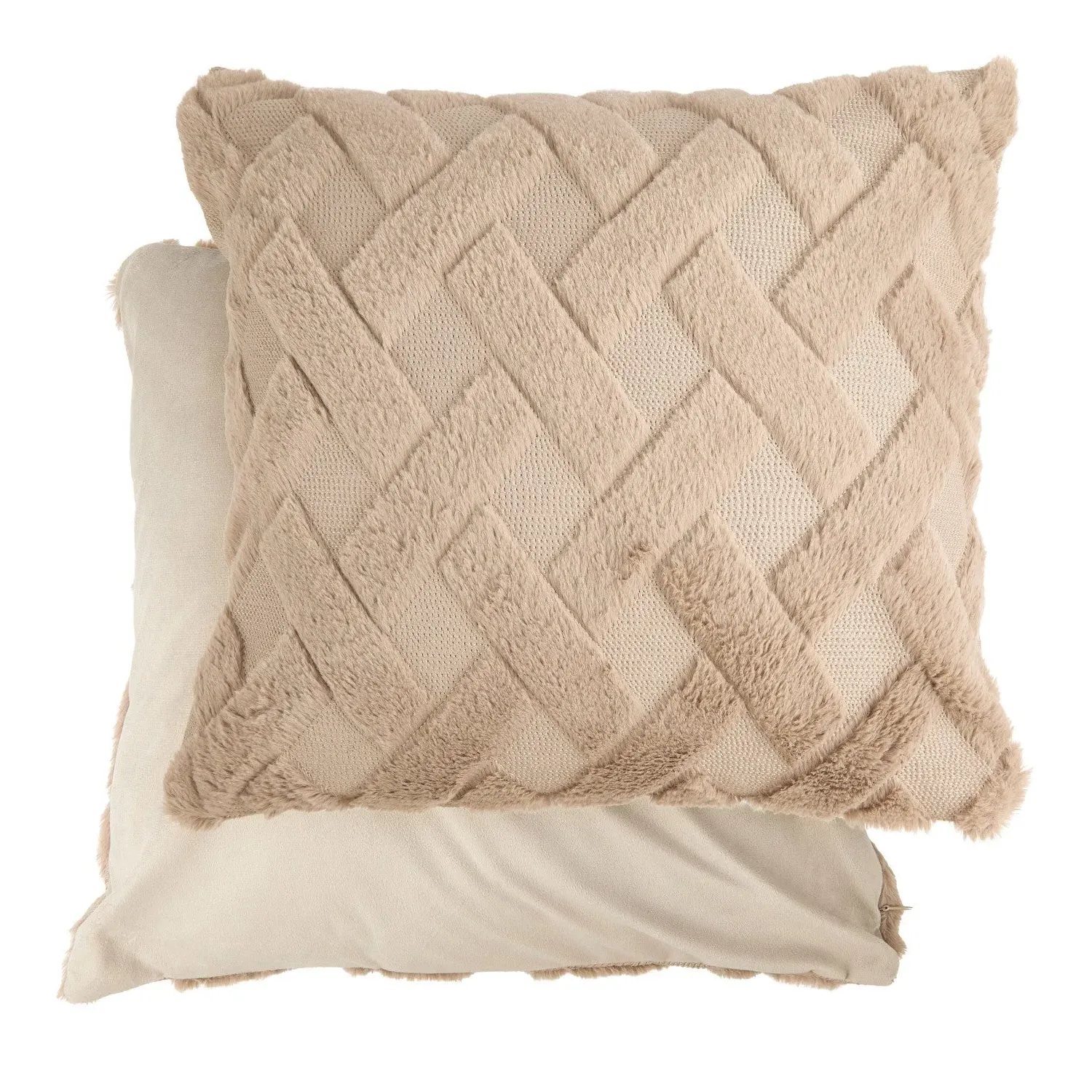 Pair Cushion Covers Geometric Tufted - Taupe, Polyester