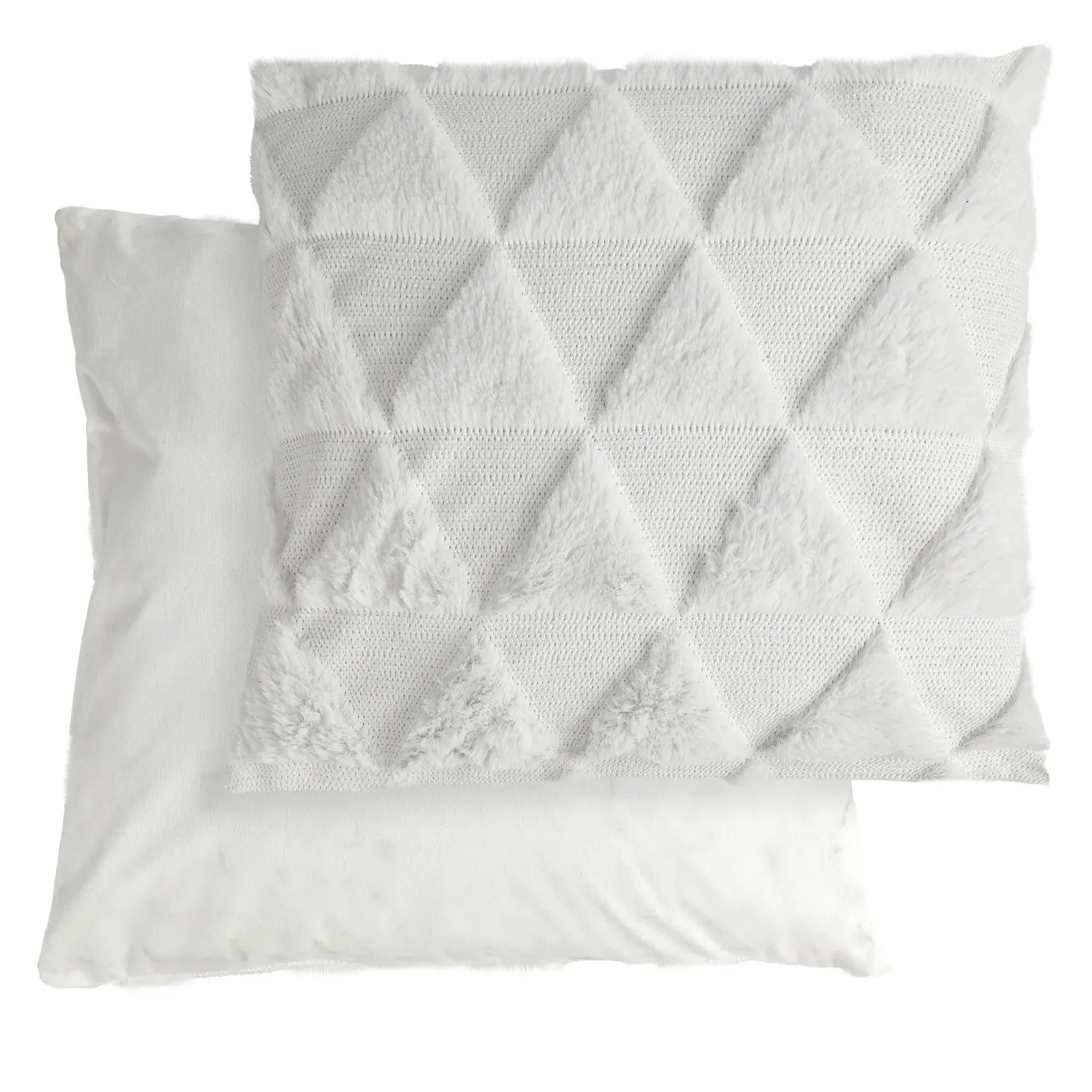 Pair Cushion Covers Geometric Tufted - White, Polyester
