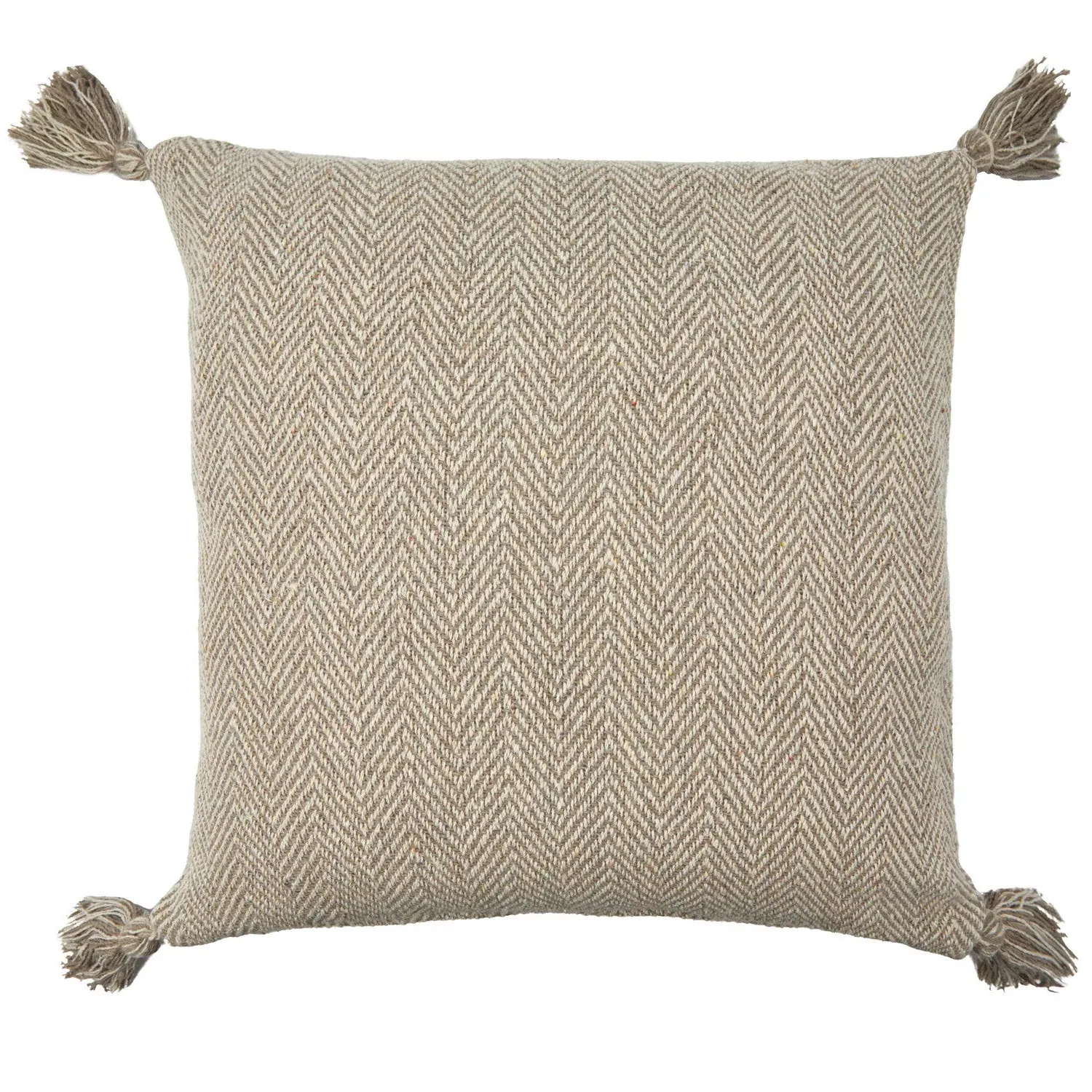 Pair Cushion Covers Herringbone - Cream, Cotton