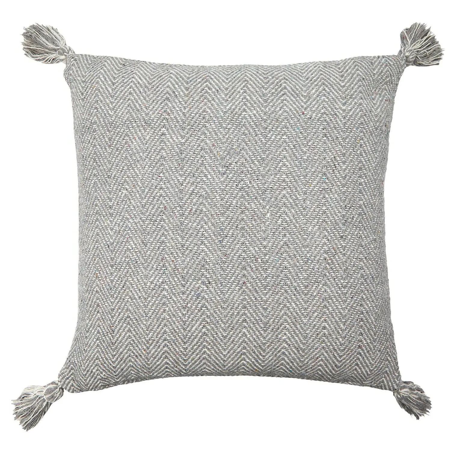 Pair Cushion Covers Herringbone - Grey, Cotton