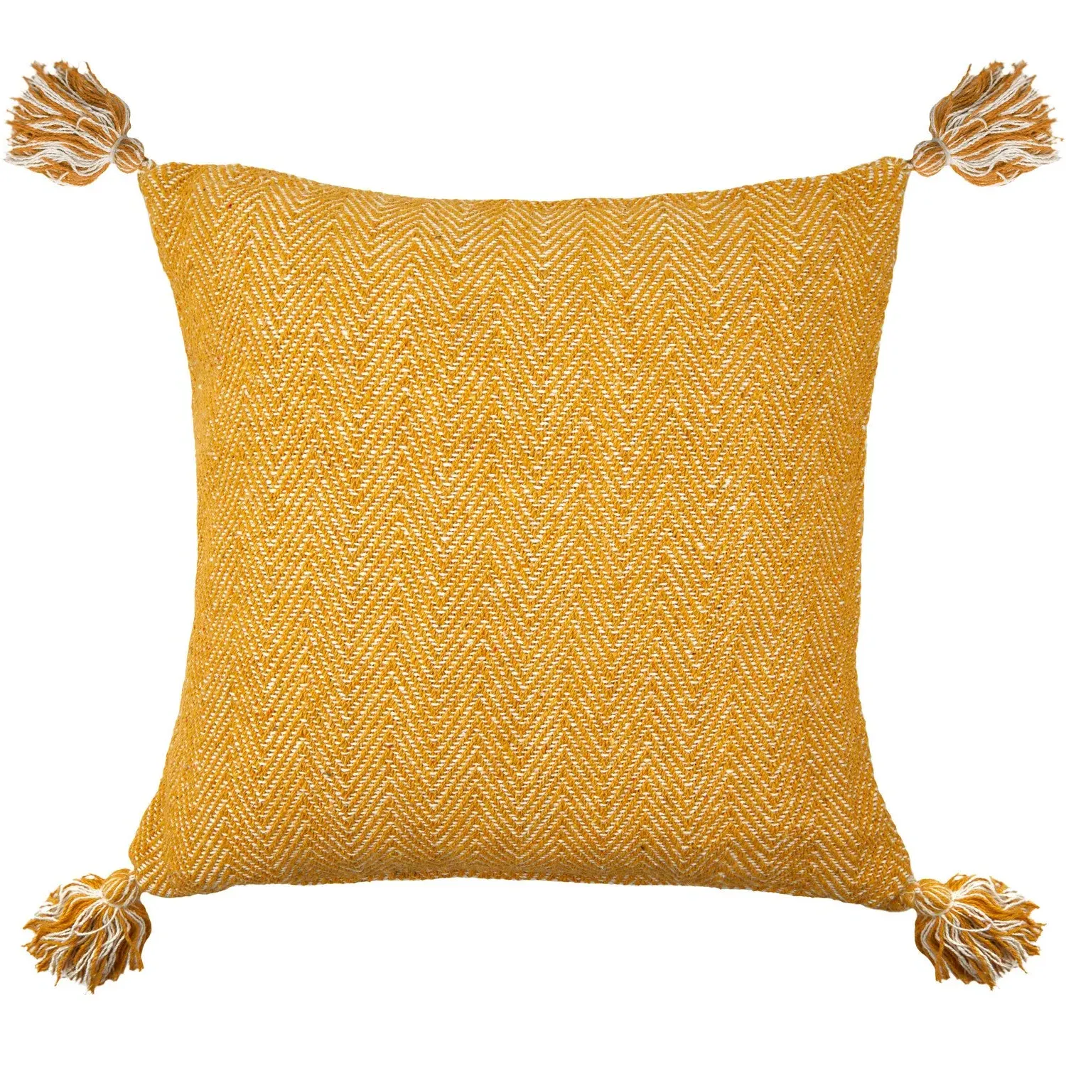 Pair Cushion Covers Herringbone - Yellow, Cotton