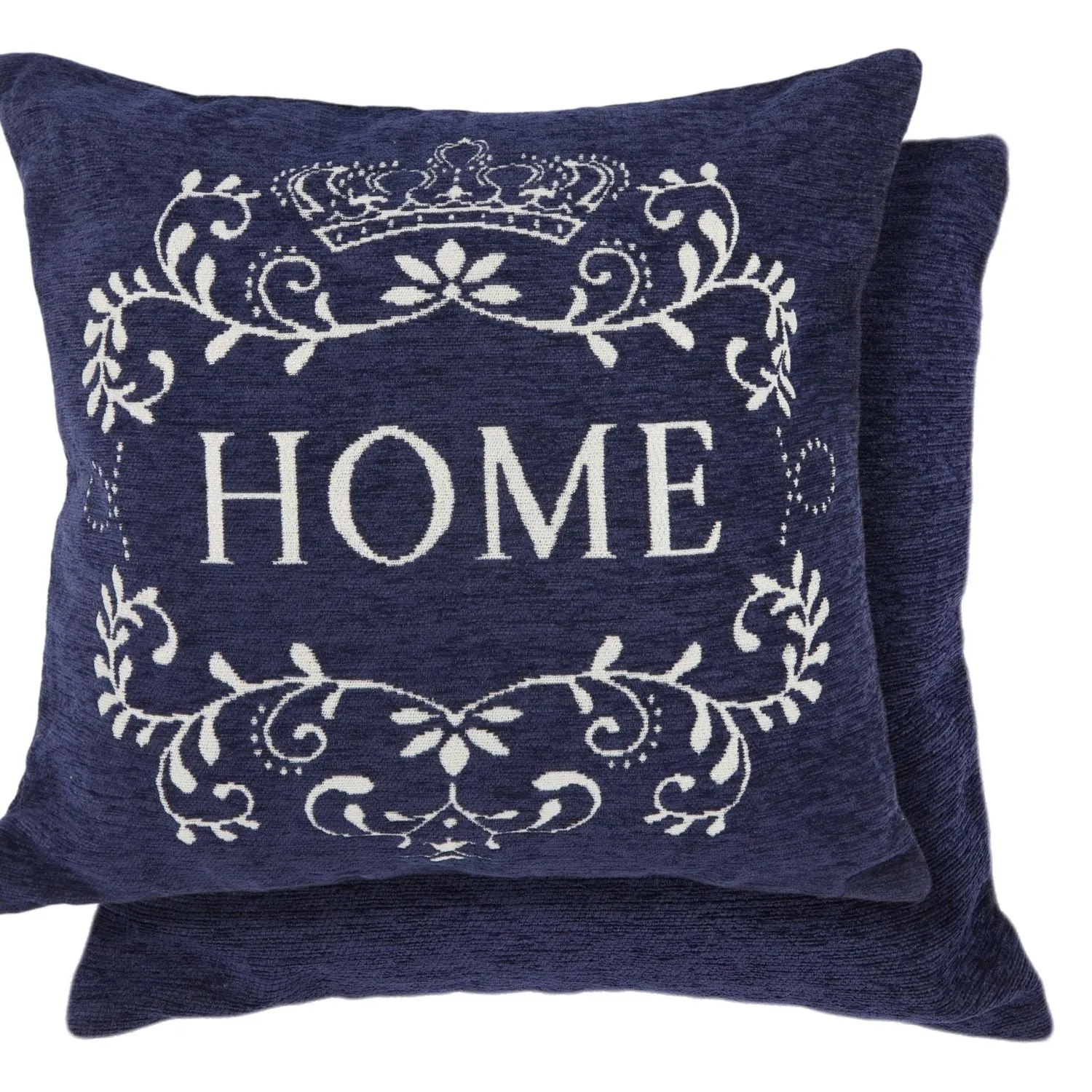Pair Cushion Covers Reversible - Blue, Chenille
