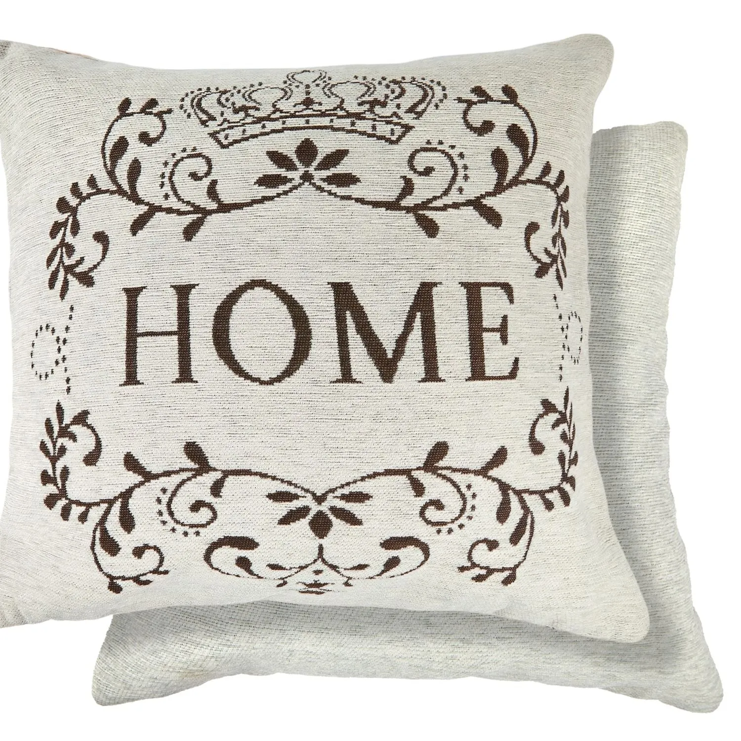 Pair Cushion Covers Reversible - Cream, Chenille