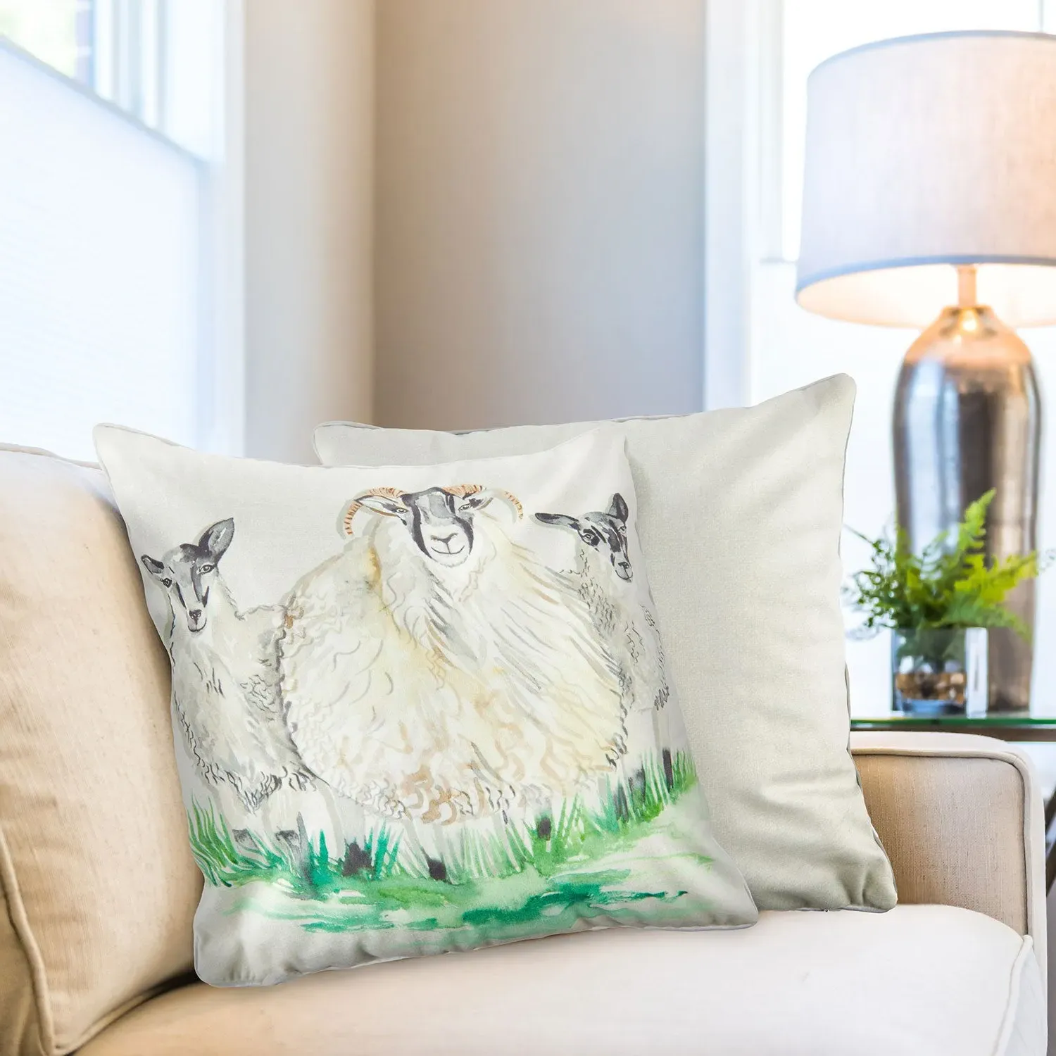 Pair Cushion Covers Sheep Print - Multi, Velvet