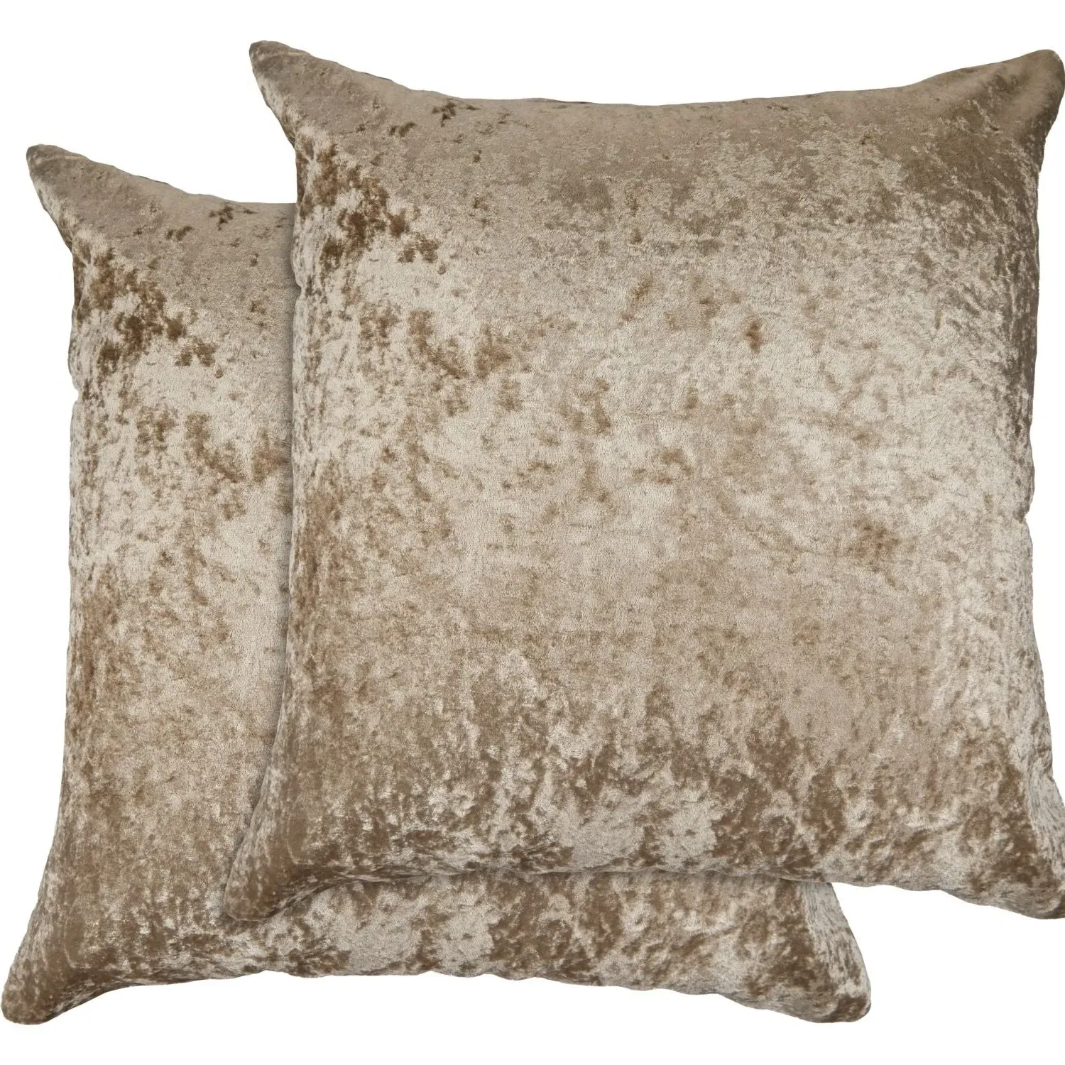 Pair Cushion Covers - Taupe, Crushed Velvet