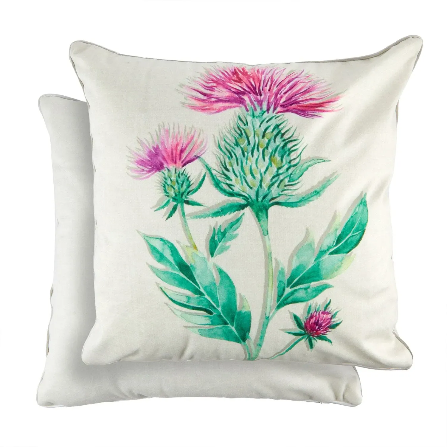 Pair Cushion Covers Thistle Print - Multi, Velvet