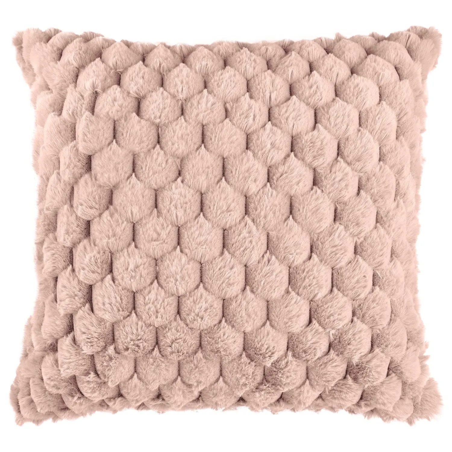Pair Cushion Covers with Faux Fur - Pink, Fabric