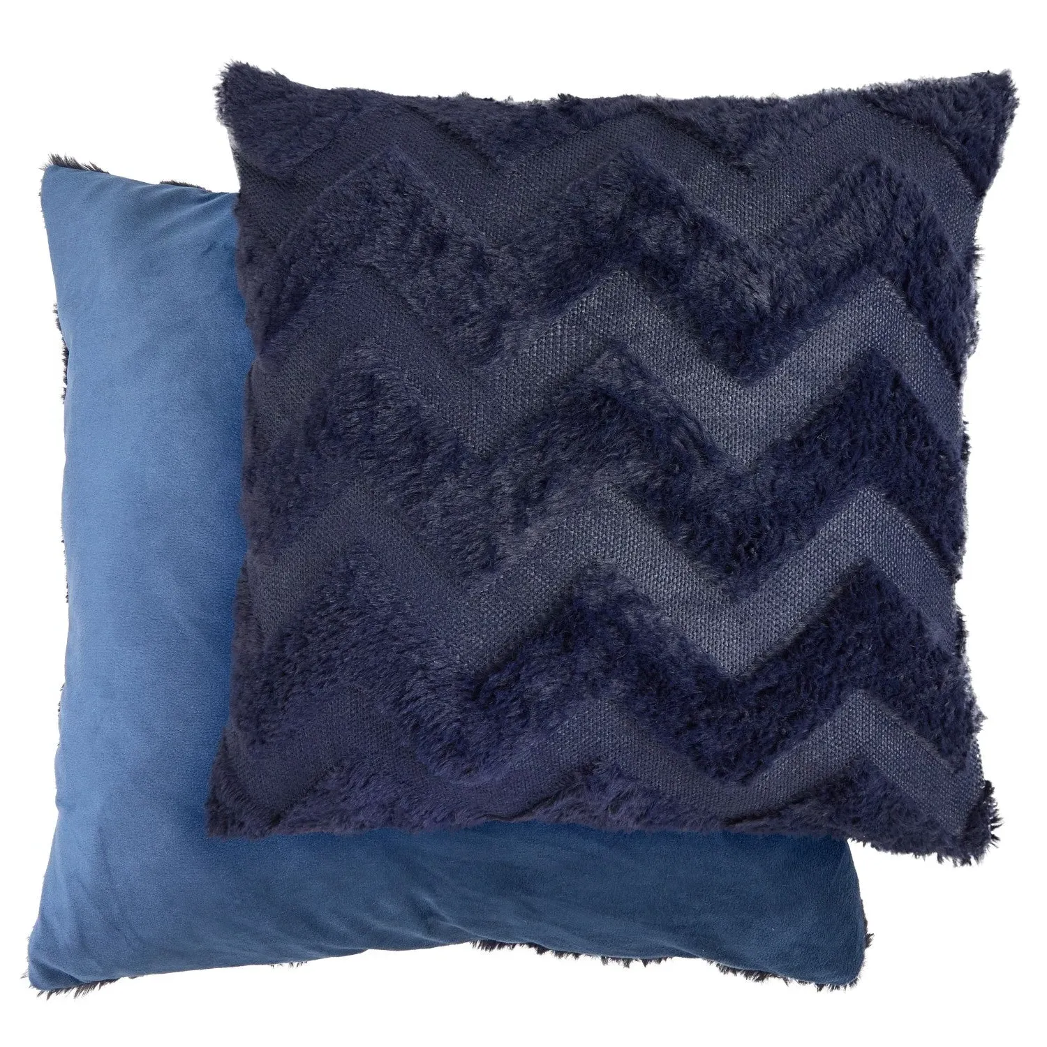 Pair Cushion Covers Zigzag Tufted - Blue, Polyester