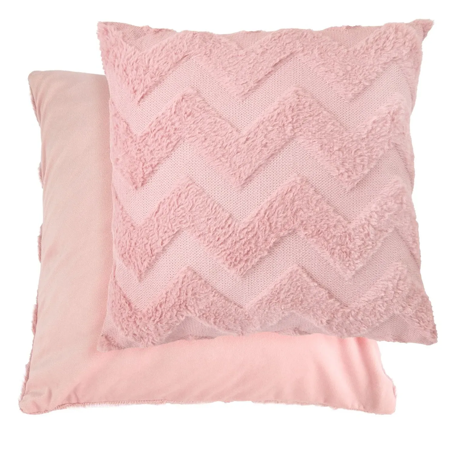 Pair Cushion Covers Zigzag Tufted - Pink, Polyester