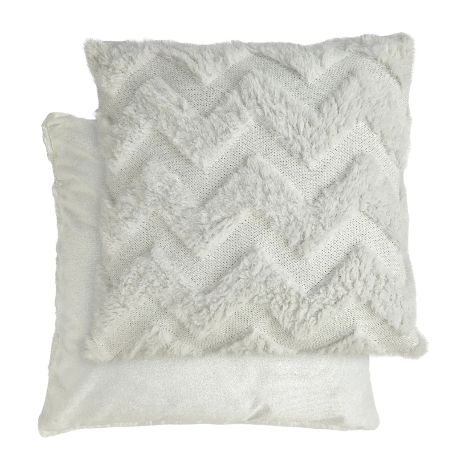 Pair Cushion Covers Zigzag Tufted - White, Polyester
