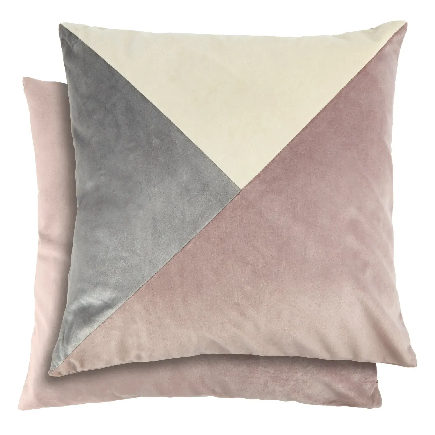 Pair Geometric Cushion Covers - Pink, Velvet