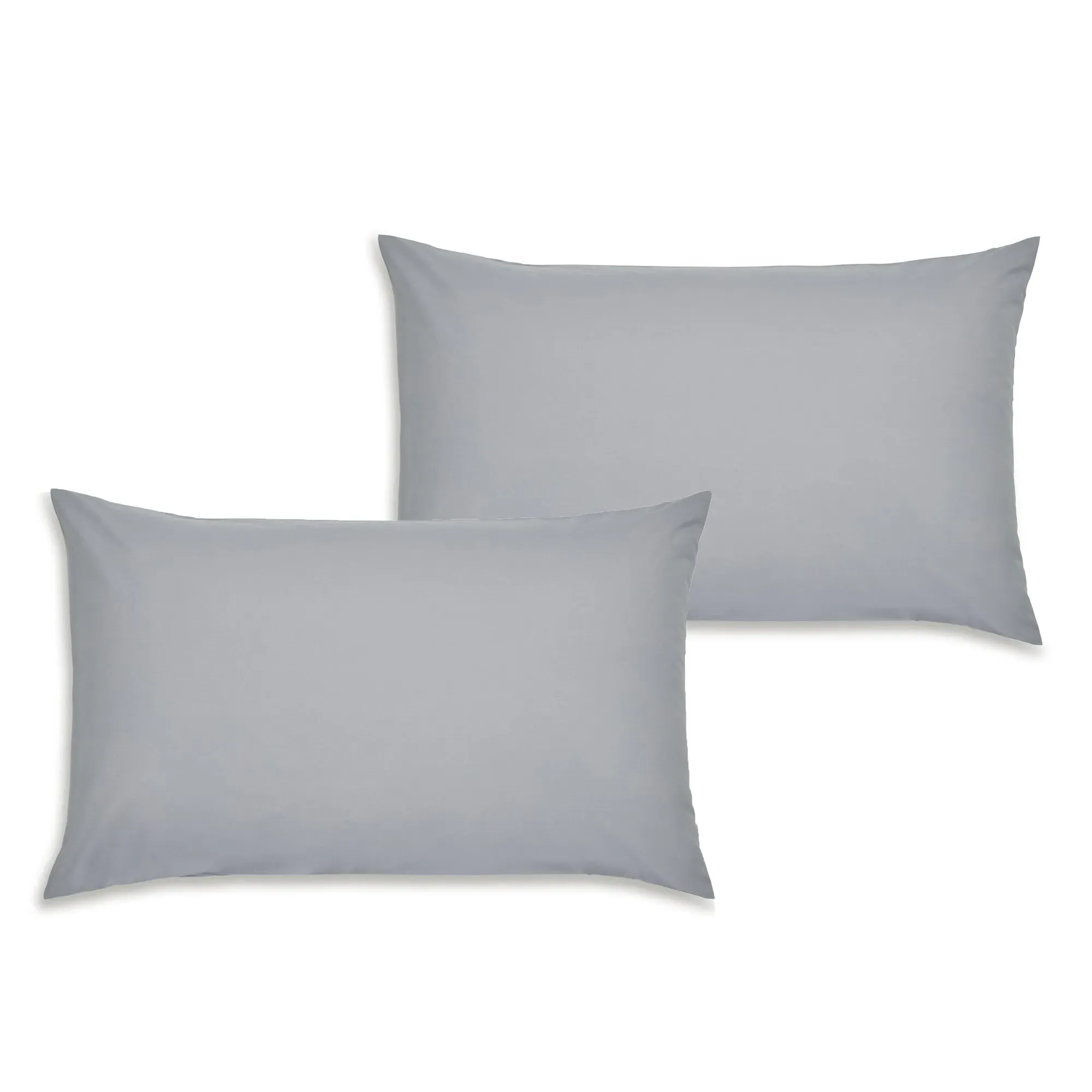 Pair Housewife Pillowcases Easy Iron - Grey, Percale