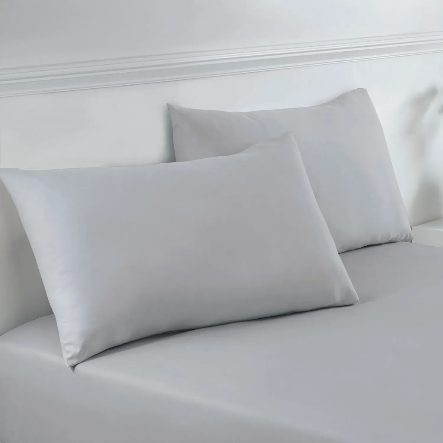Pair Housewife Pillowcases - Grey, Microfibre