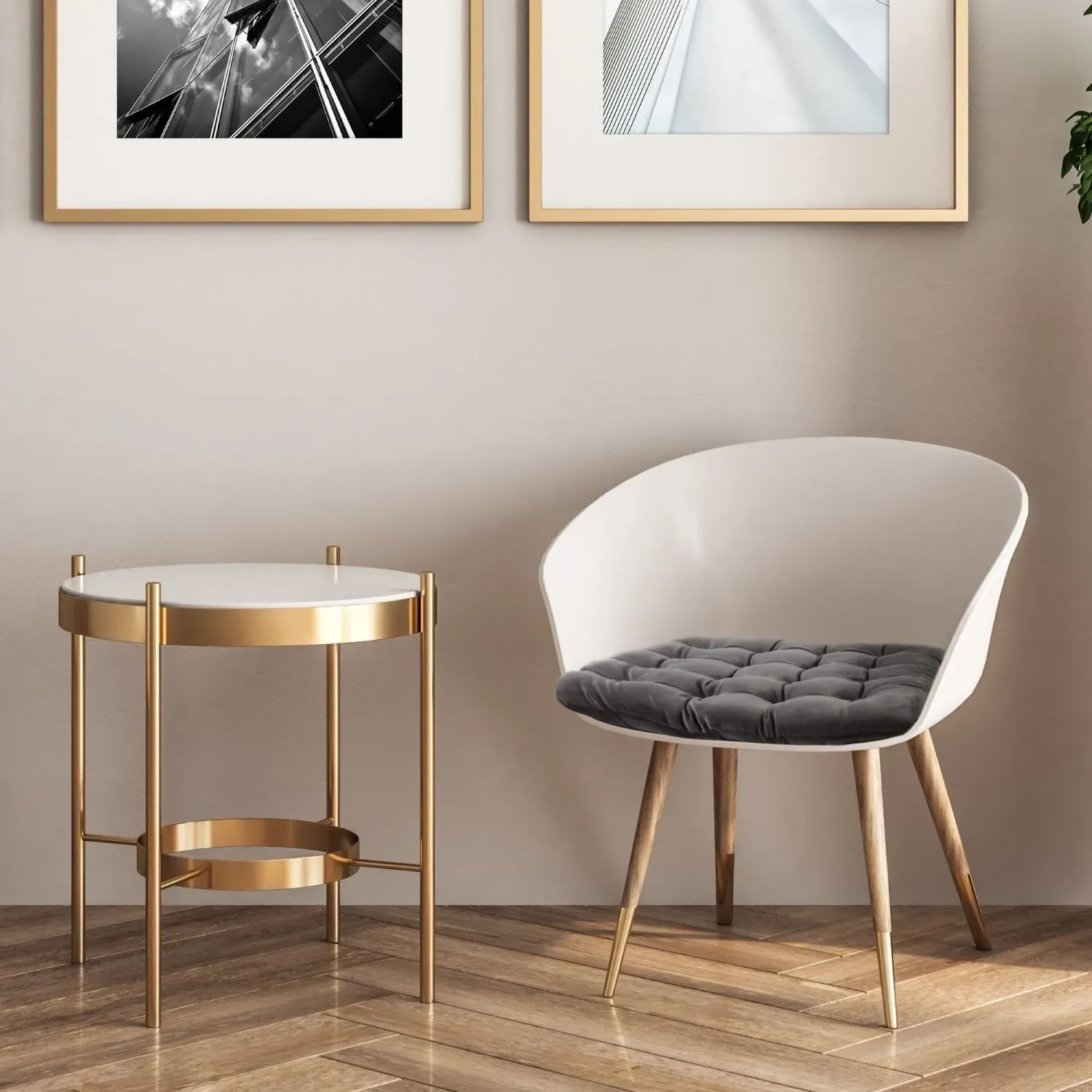 Pair Seat Pads with Ties - Grey, Velvet