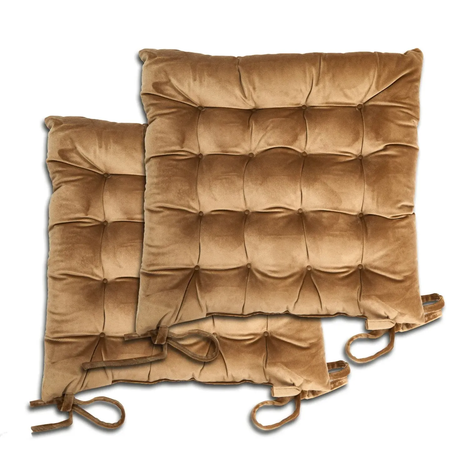 Pair Seat Pads with Ties - Natural, Velvet