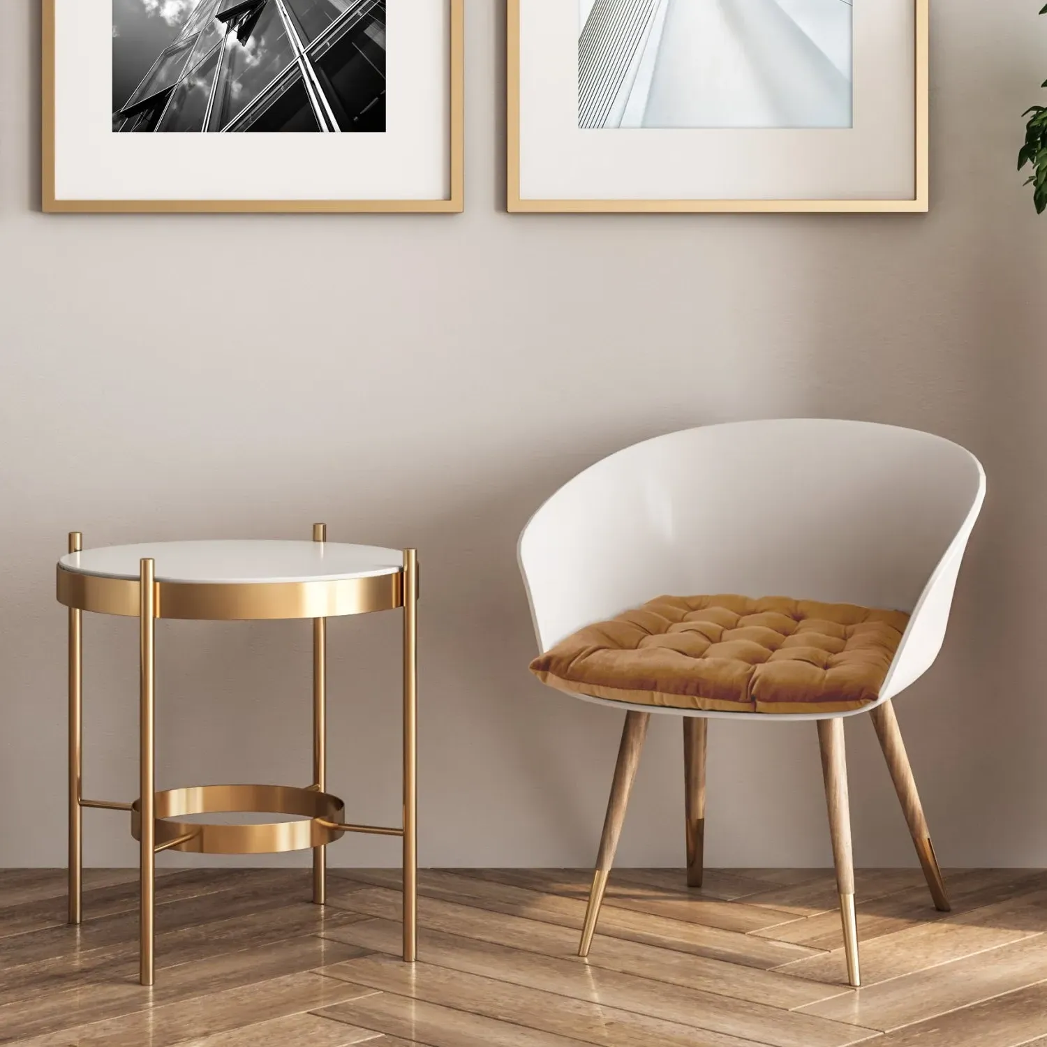 Pair Seat Pads with Ties - Natural, Velvet