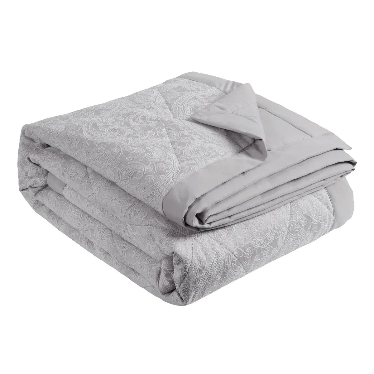 Paisley Bedspread Diamond Quilted - Silver, Jacquard