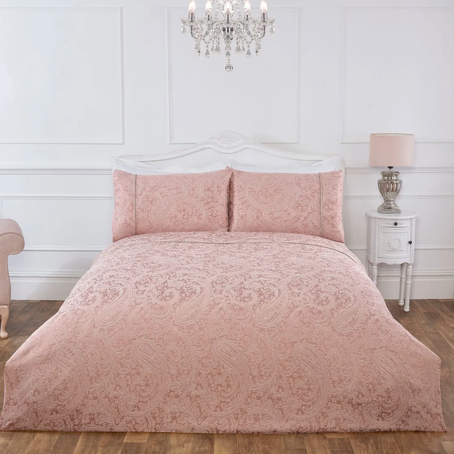 Paisley Blush Double Jacquard Duvet Set - Pink, Cotton alternate view