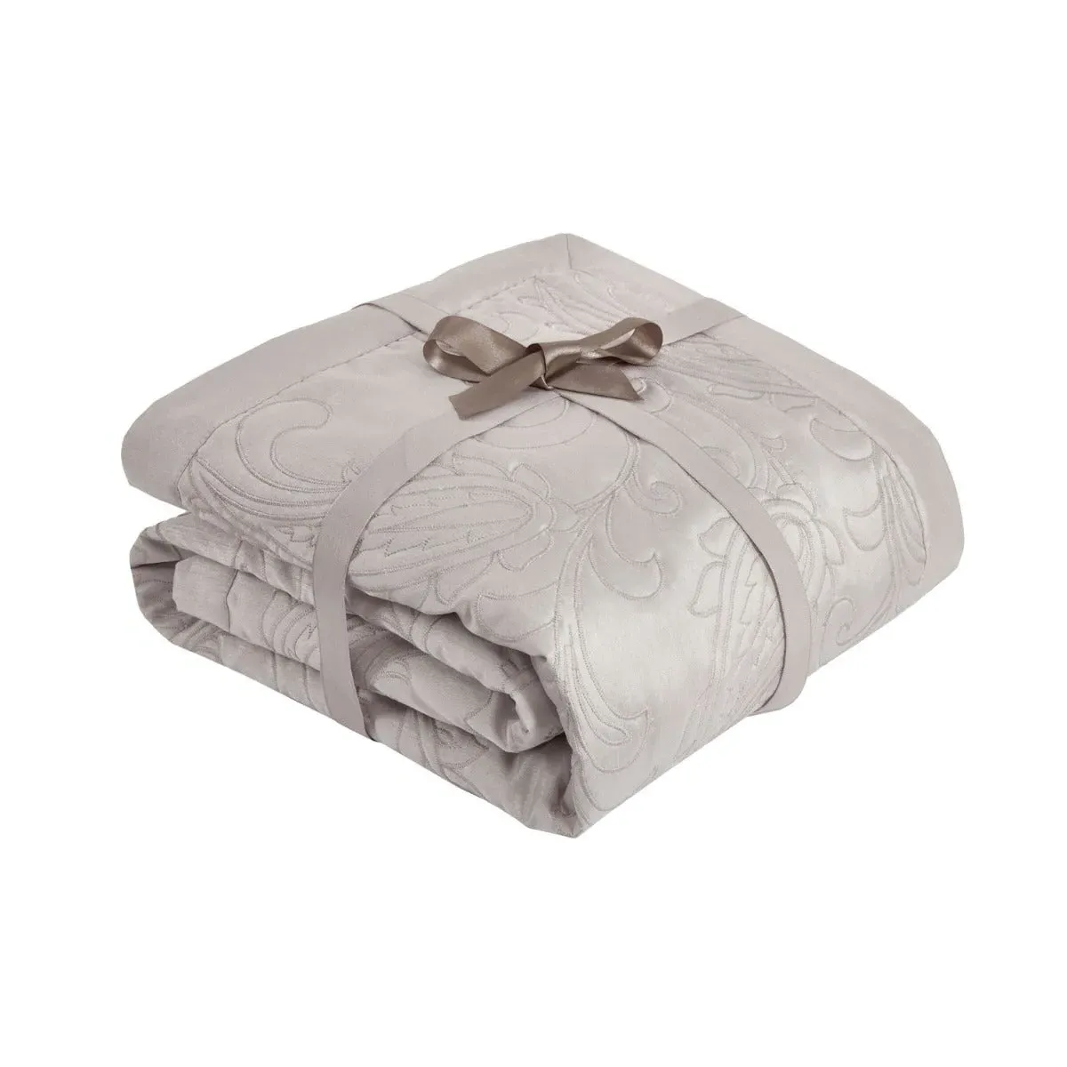 Paisley Quilted Throw with Tassels - Silver, Jacquard