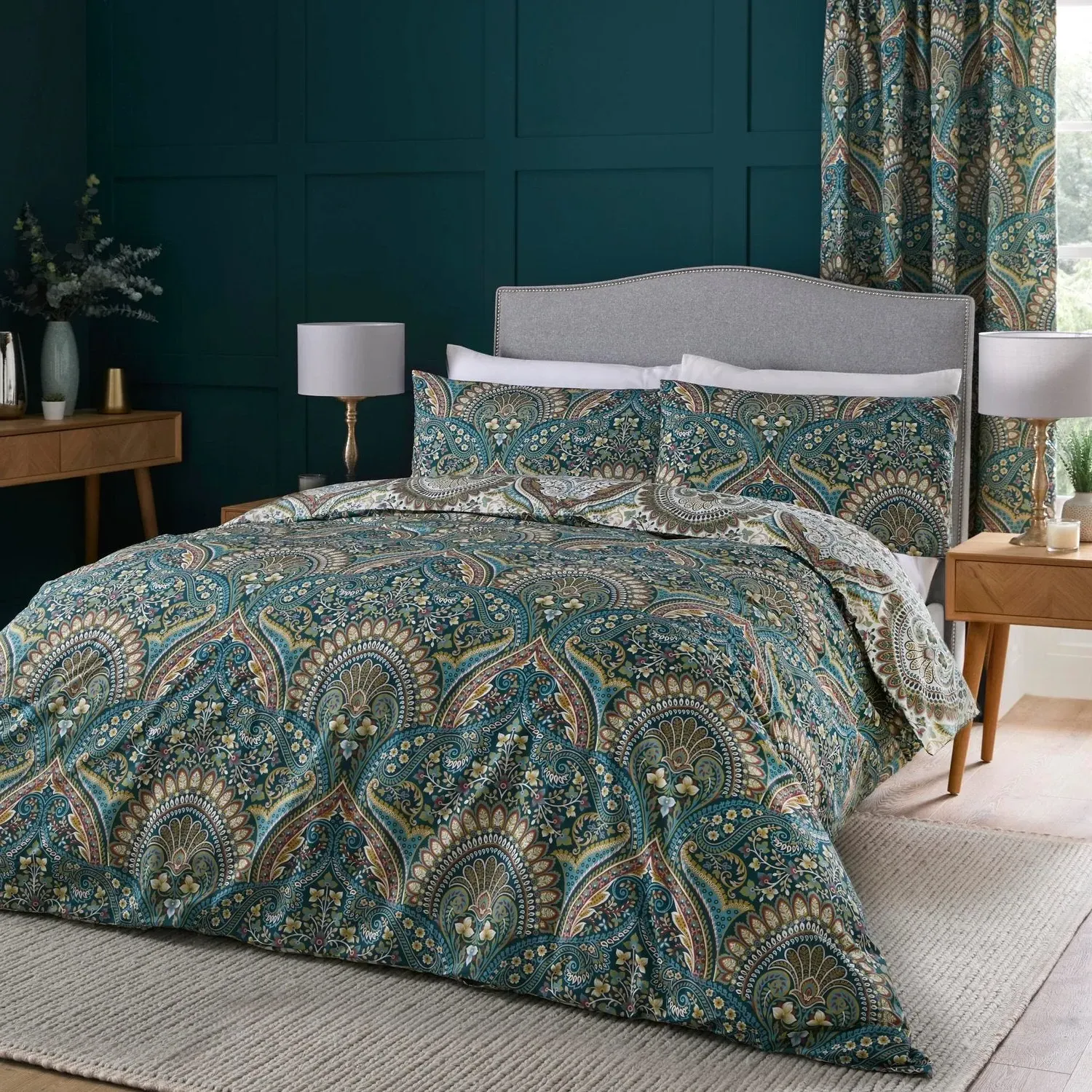 Single Reversible Duvet Set - Teal product