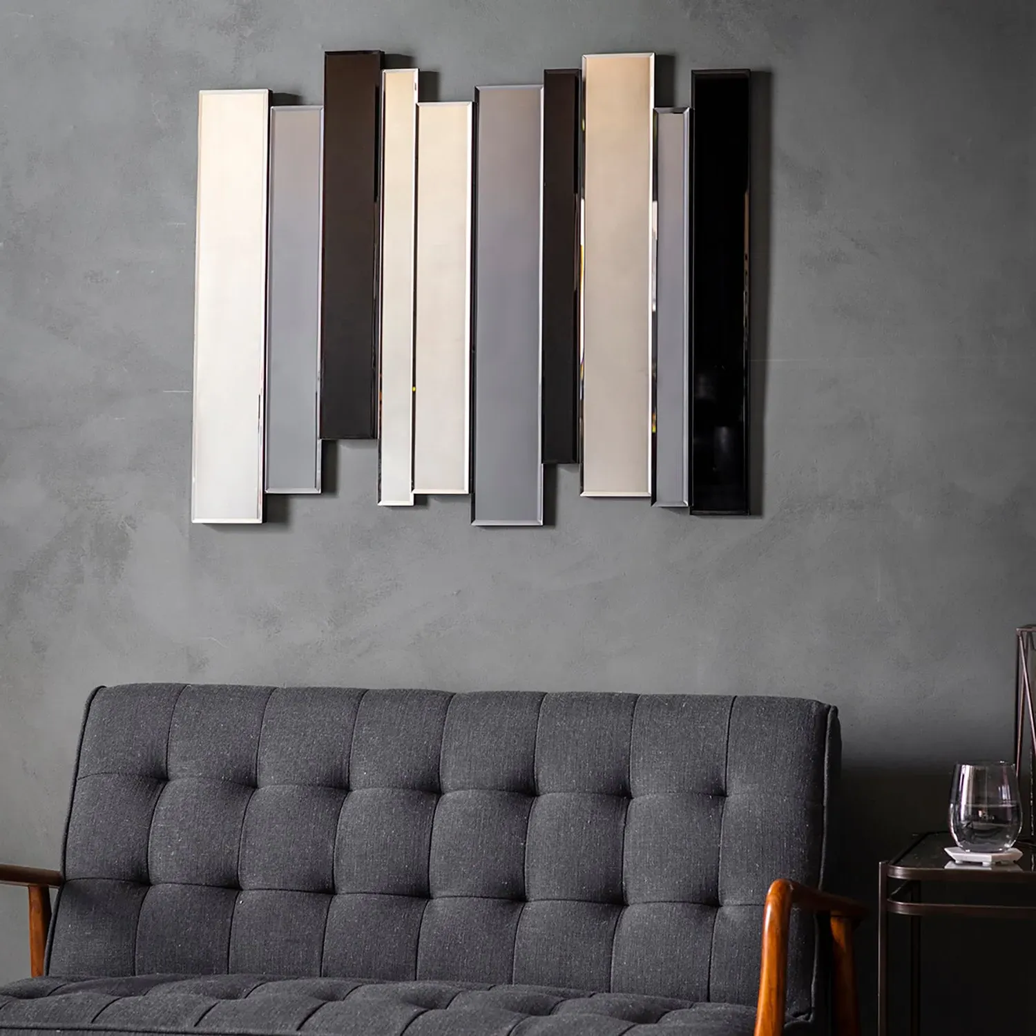 Panelled Wall Mirror - Grey