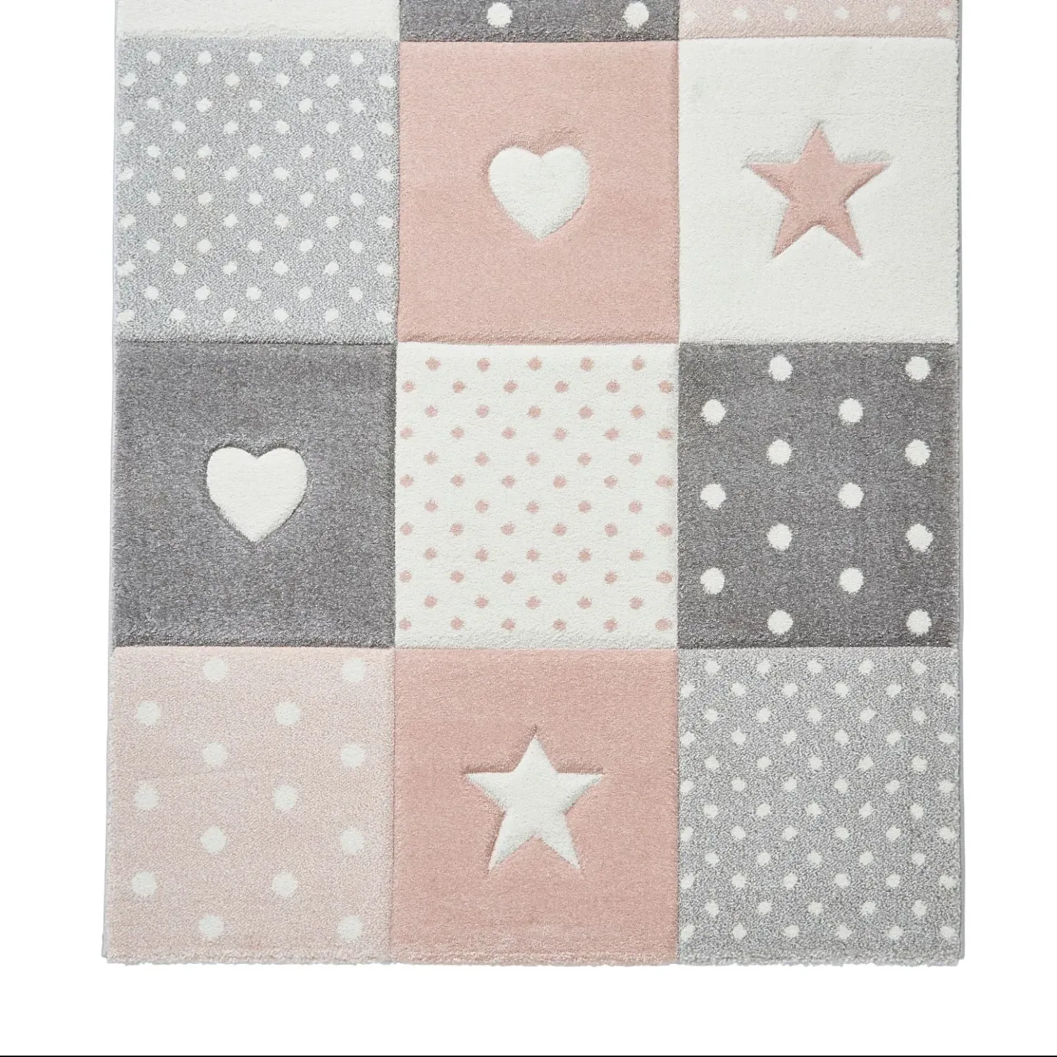 Patchwork Rug with Soft Pile - Pink, Polypropylene