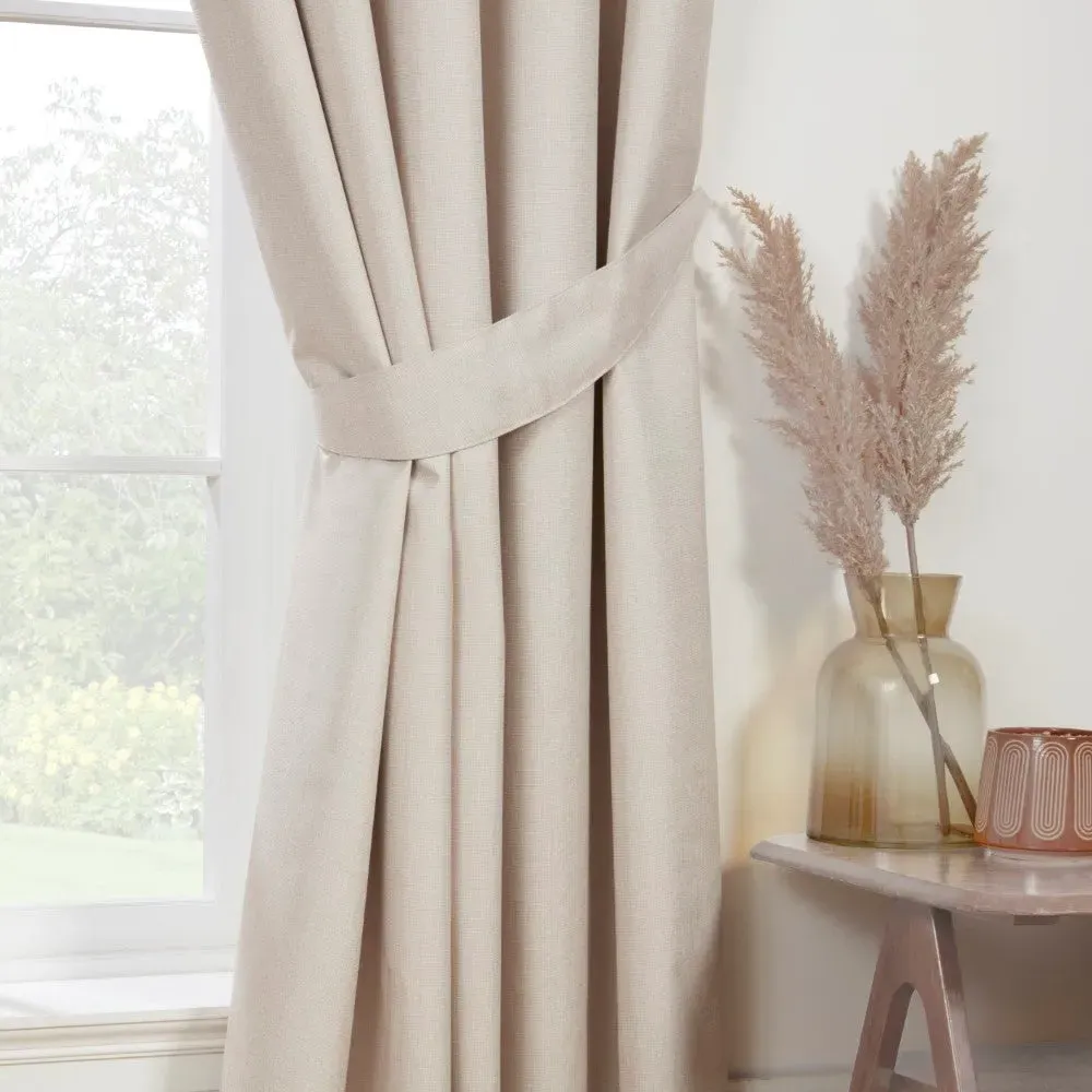 Pencil Pleat Blackout Curtains - Natural, Fabric