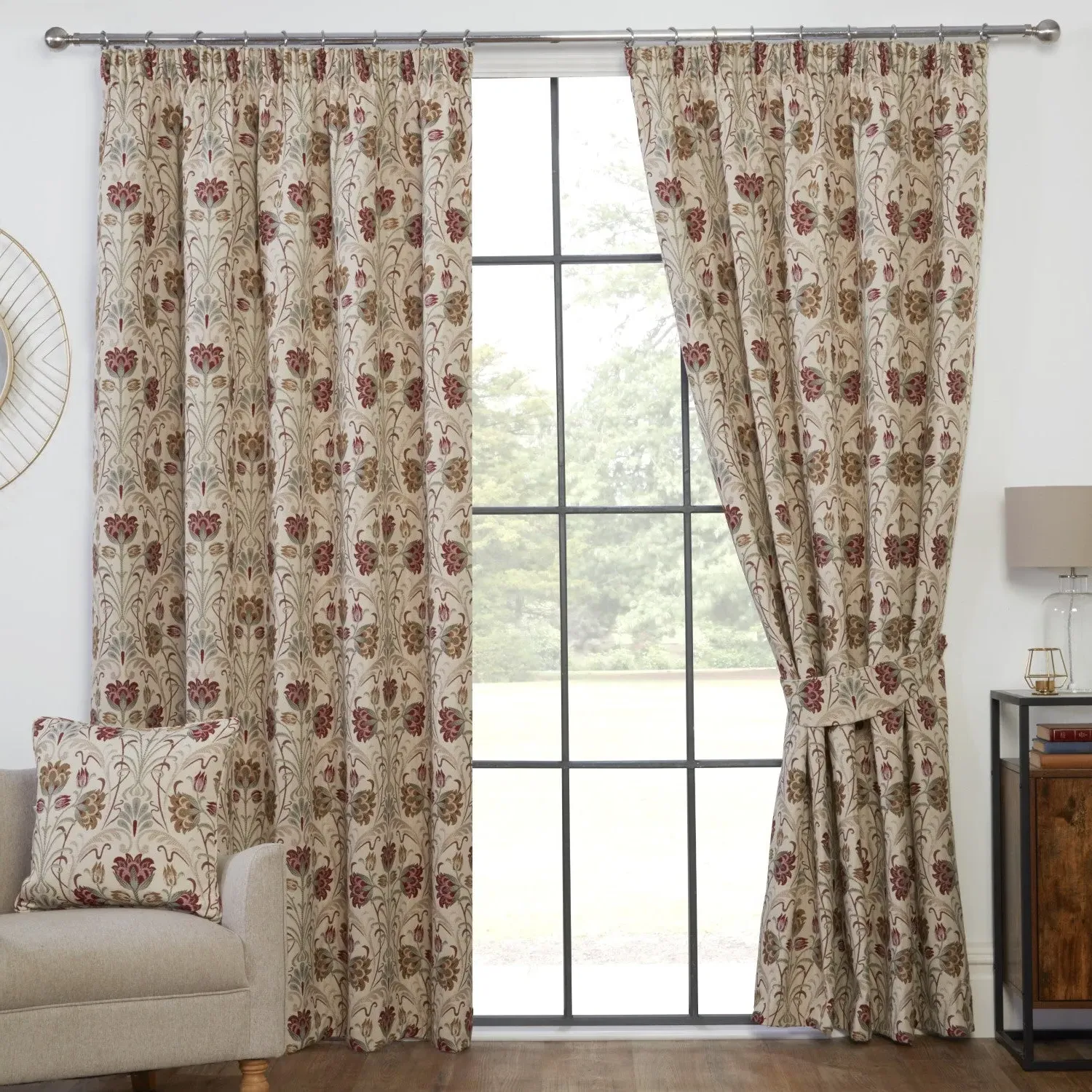 Pencil Pleat Curtains - Cream, Tapestry