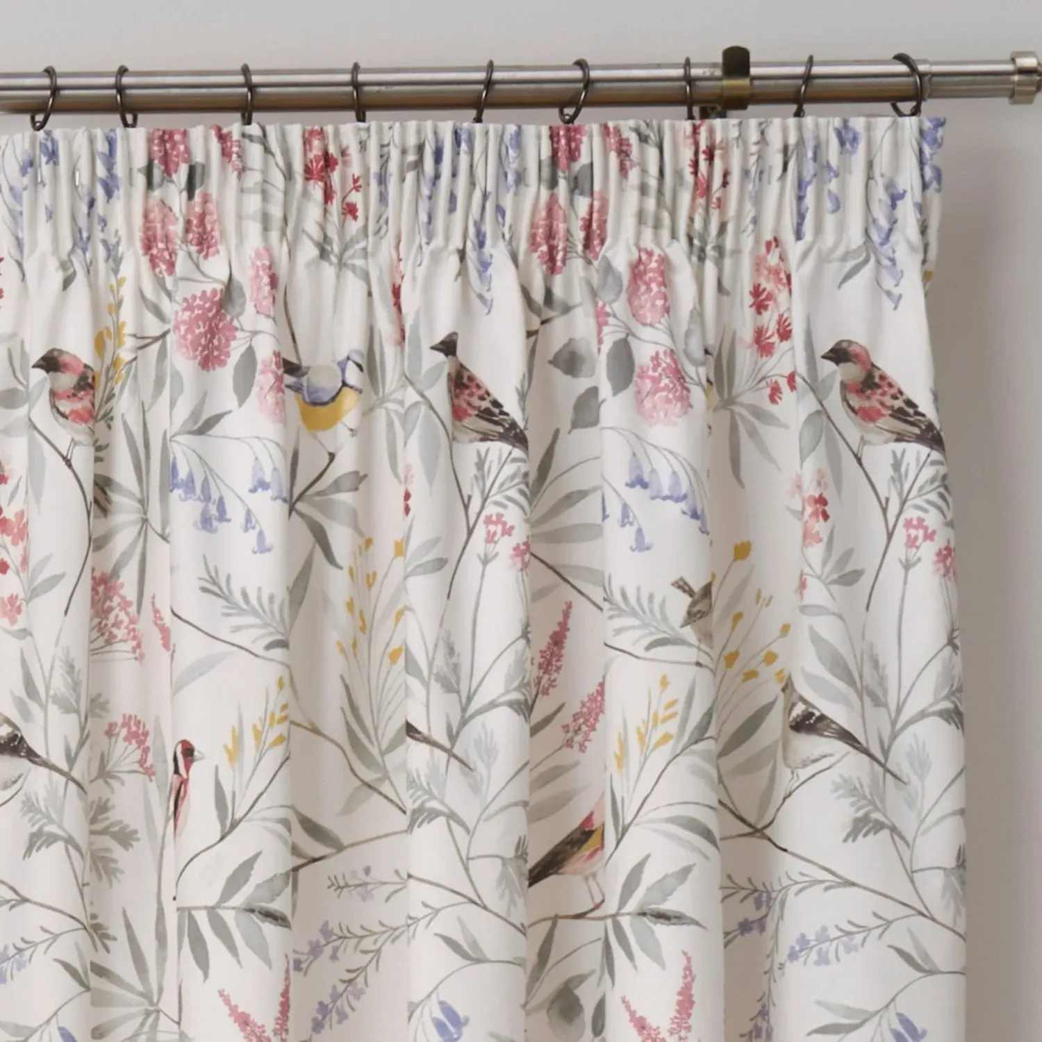 Pencil Pleat Curtains Floral - Pink, Fabric