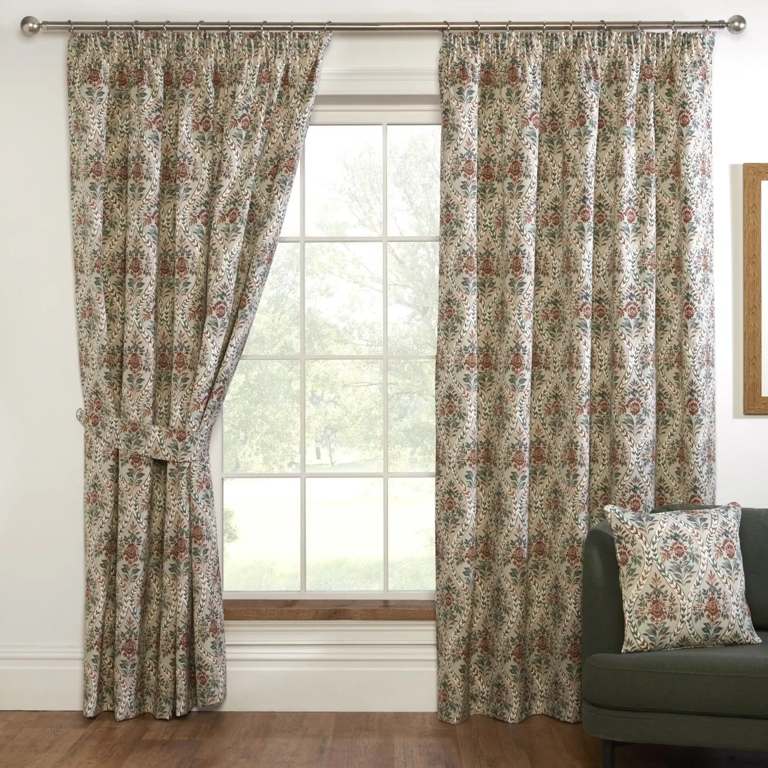 Pencil Pleat Curtains with Trellis - Orange