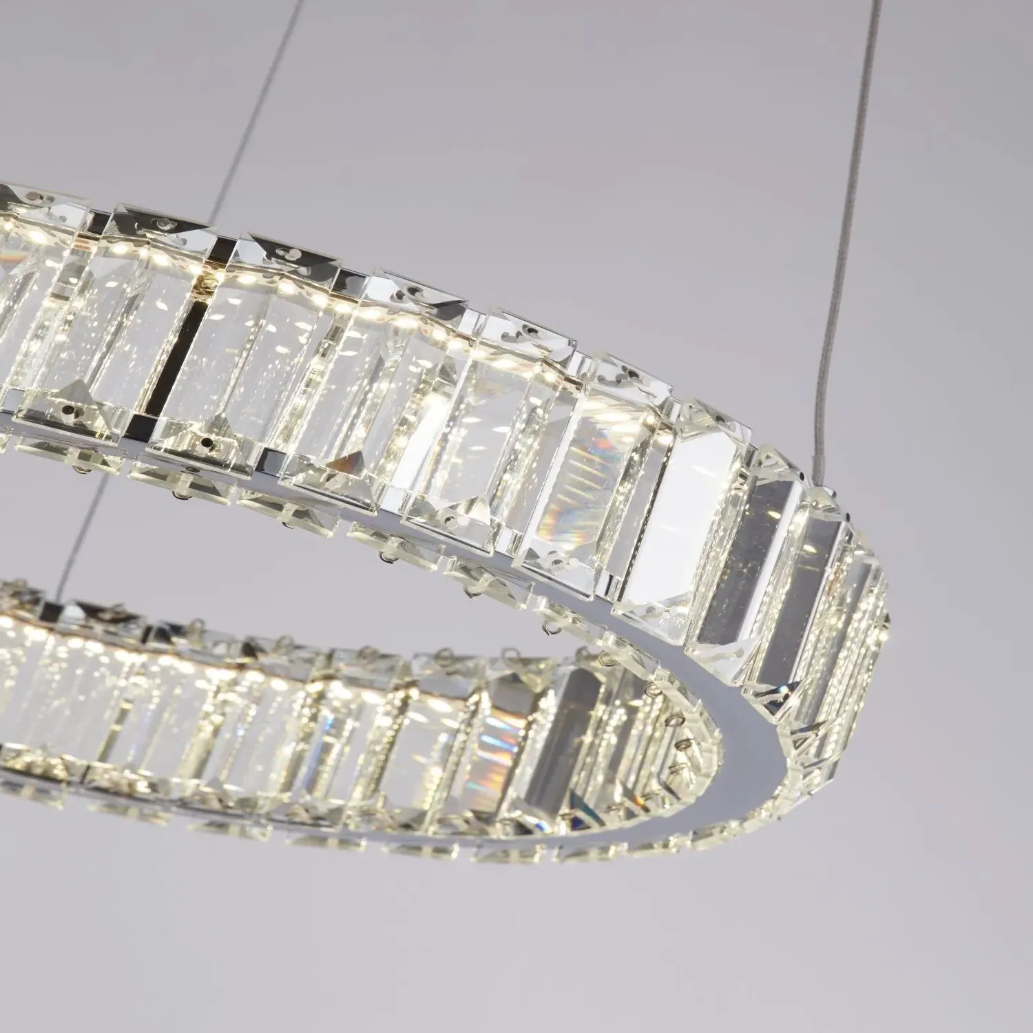 Pendant Ceiling Light with Glass Trim - Chrome image