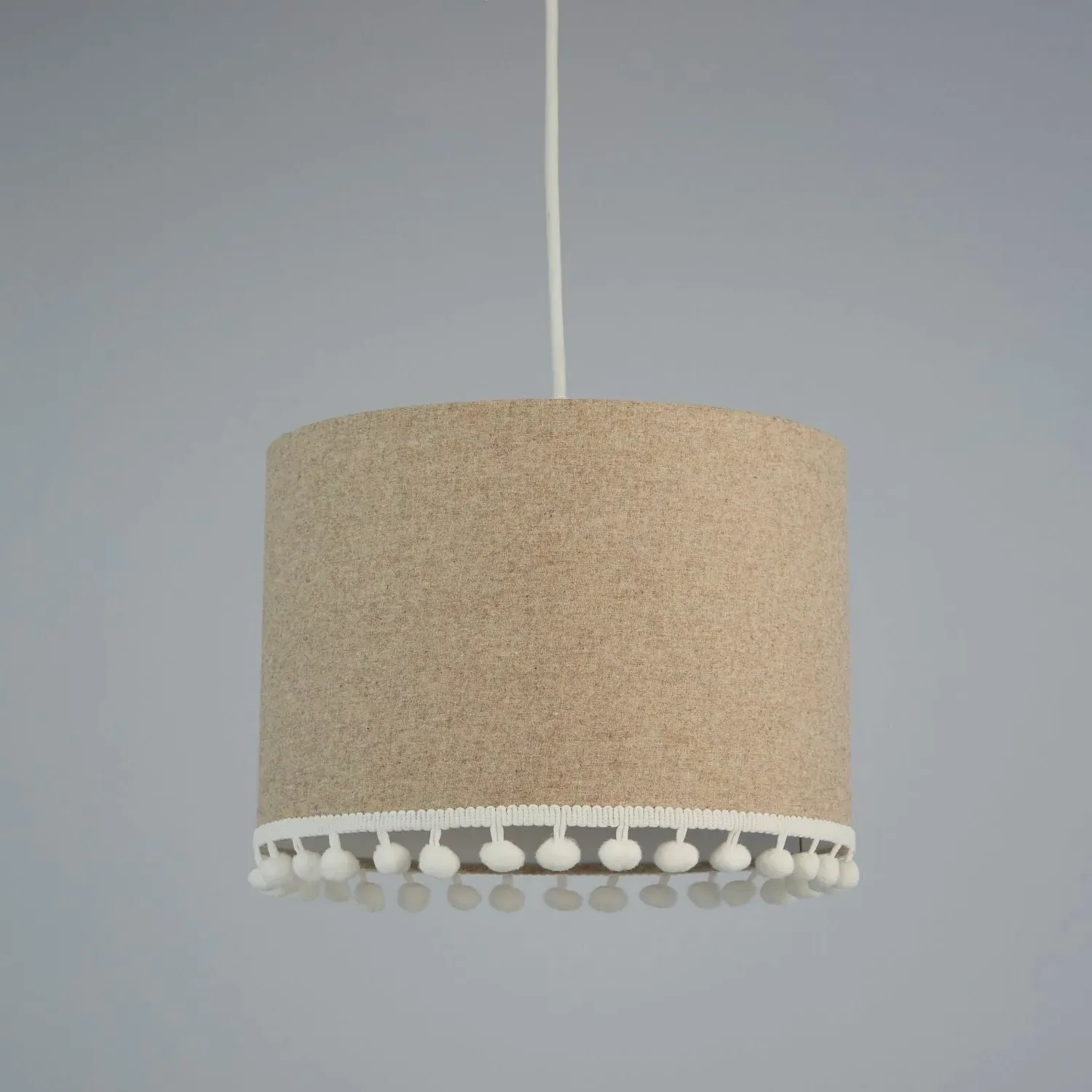 Pendant Light Shade with Pom Pom Trim - Natural