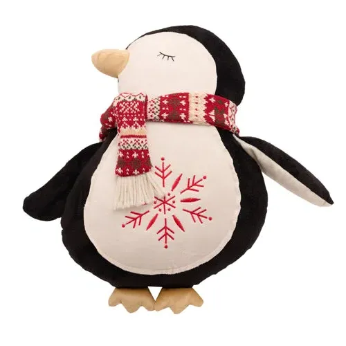 Penguin Shaped Christmas Cushion - Black