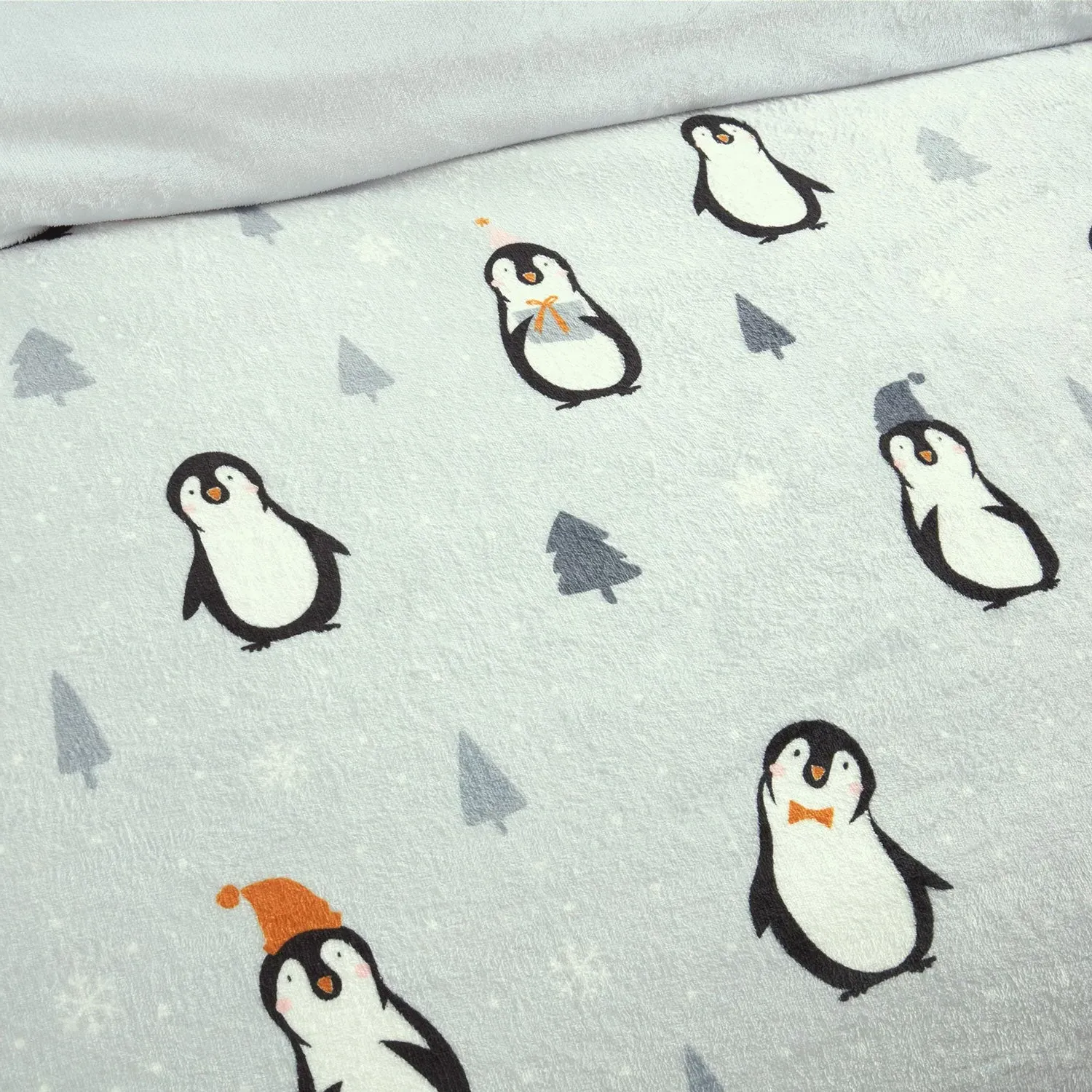 Penguin Single Duvet Set - Grey, Fleece alternate view