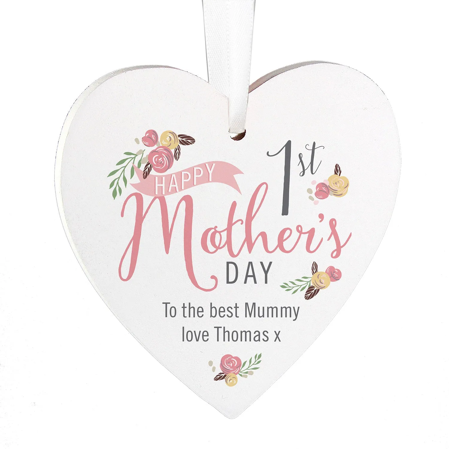 Personalised 1st Mother's Day Wooden Sign - White product