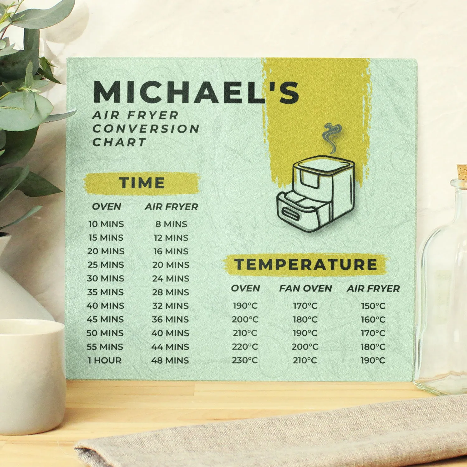 Personalised Air Fryer Conversion Glass Chopping Board - Clear product