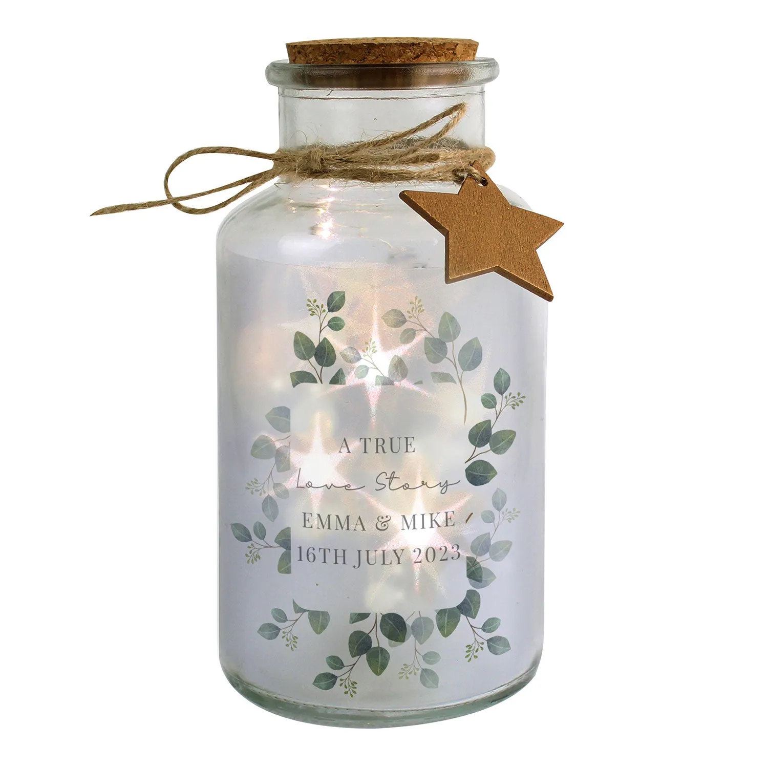 Personalised Botanical LED Glass Jar - Clear product