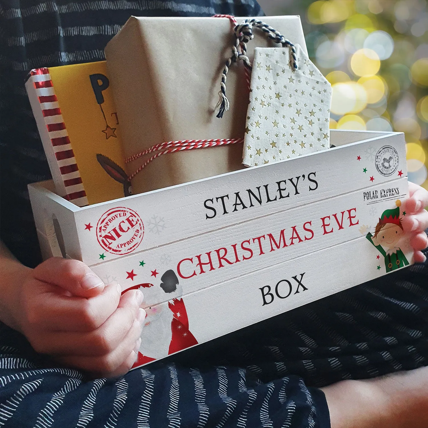 Personalised Christmas Crate - White, Reclaimed Wood by Julian Charles, image 2