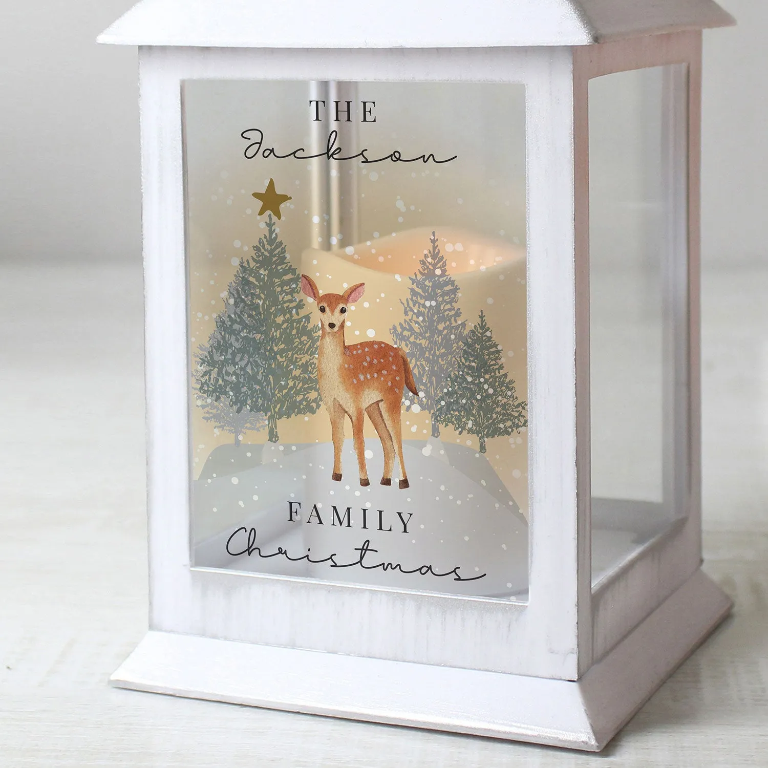 Personalised Christmas Deer LED Lantern - White, Plastic by Julian Charles, image 2