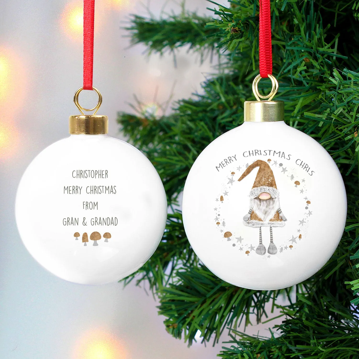 Personalised Christmas Gonk Bauble - White by Julian Charles, alternate view