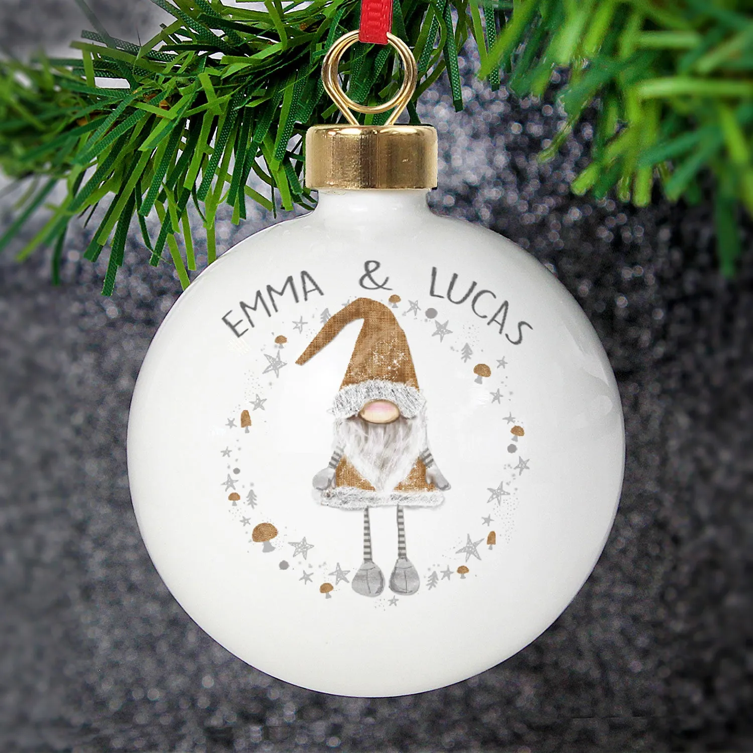 Personalised Christmas Gonk Bauble - White by Julian Charles