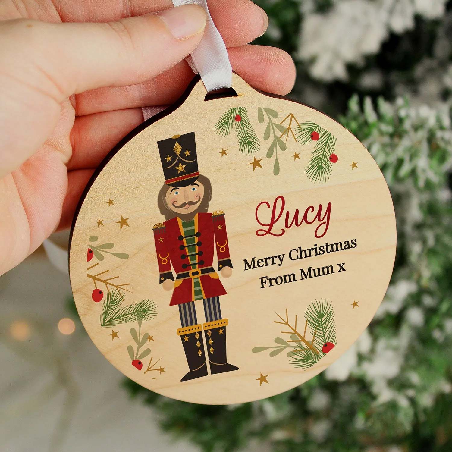 Personalised Christmas Nutcracker Wooden Bauble - Wood by Julian Charles, alternate view