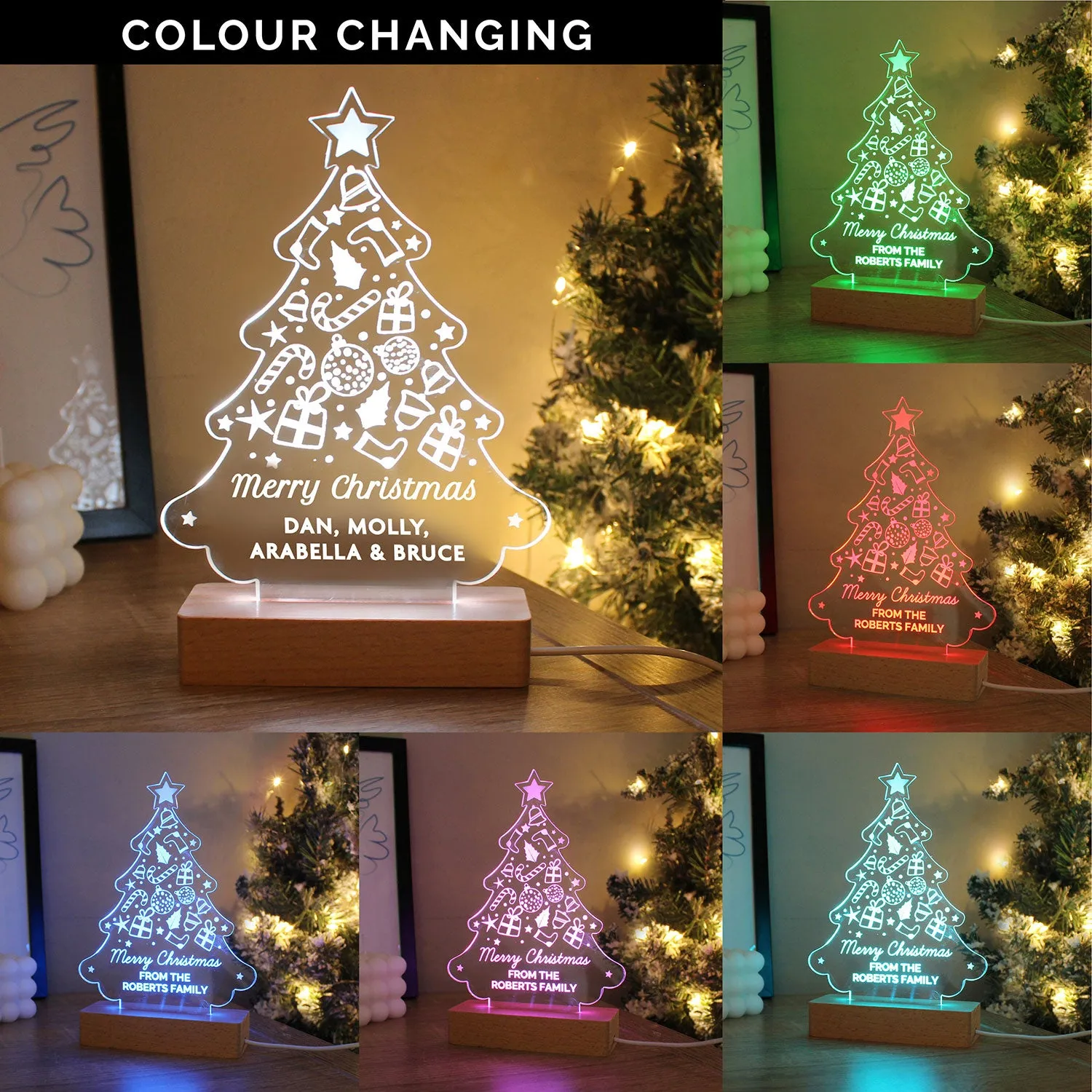 Personalised Colour-Changing Christmas Tree LED Light by Julian Charles, alternate view