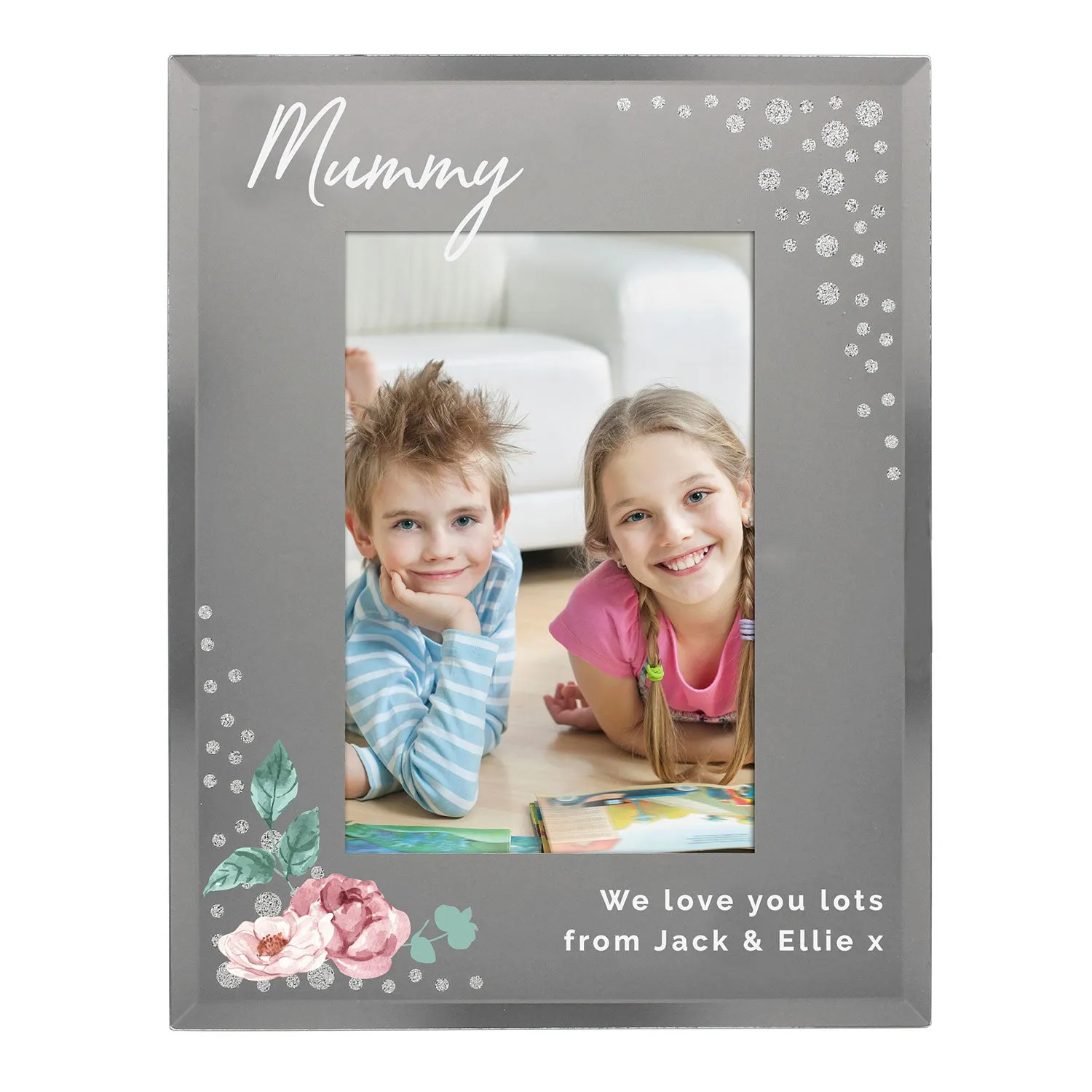 Personalised Diamante Glass Picture Frame - Silver product